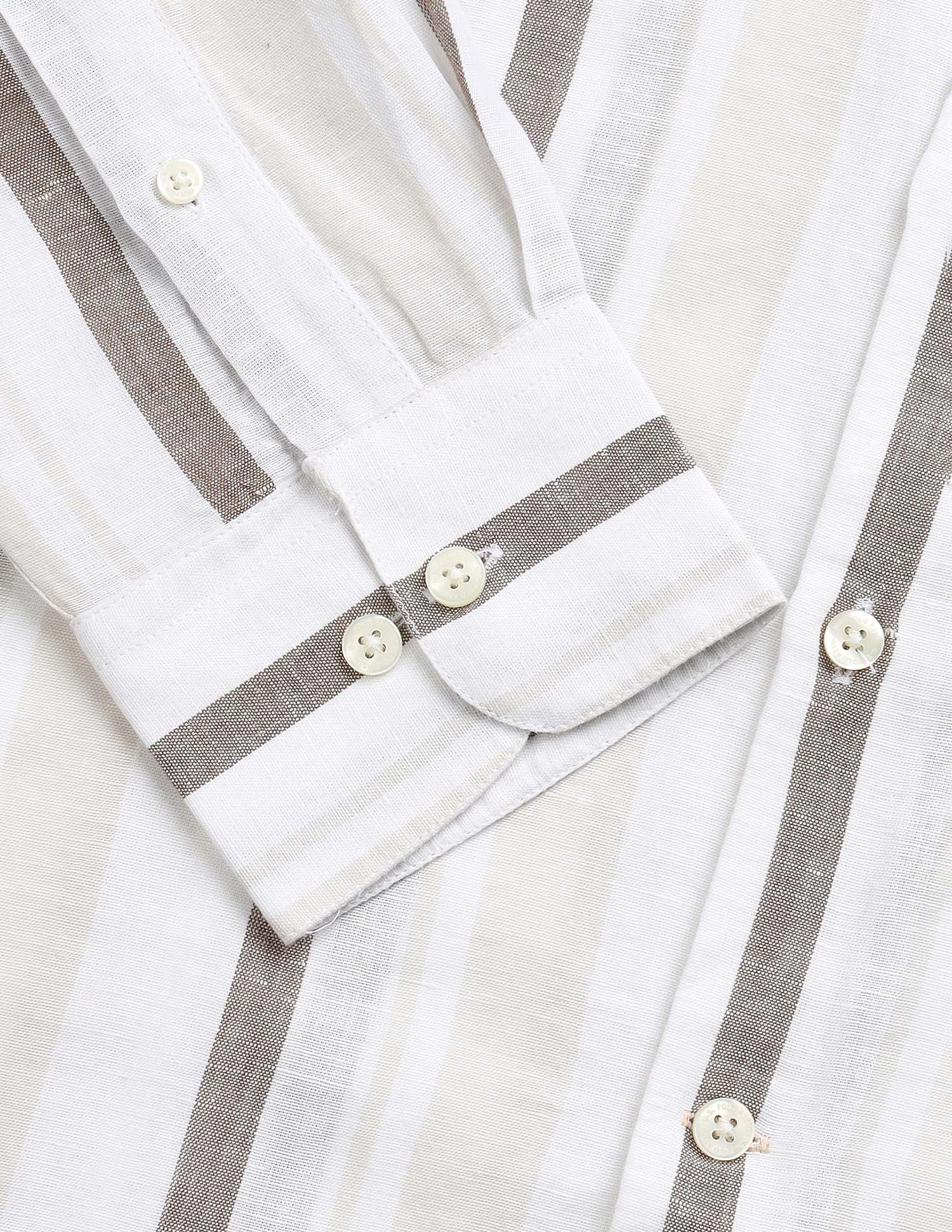 Vertical Striped Regular Fit Shirt Ivory - U.S. Polo Assn. India | Large