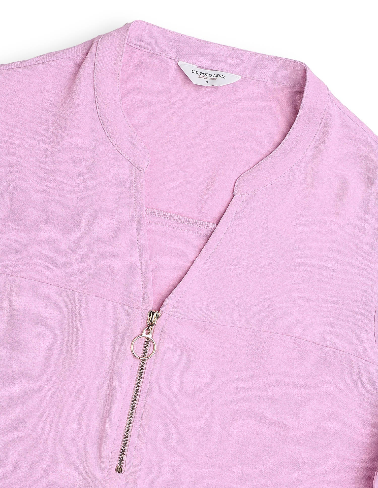 Cut And Sew Solid Front Zip Top Purple - U.S. Polo Assn. India | Large