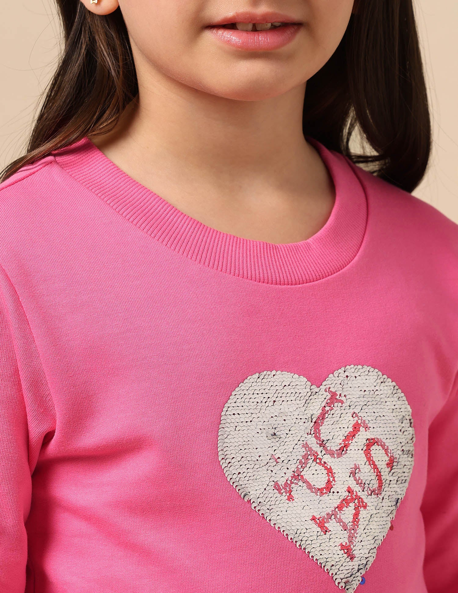 Girls Heart Flip Sequin Sweatshirt Pink - U.S. POLO ASSN. | Large