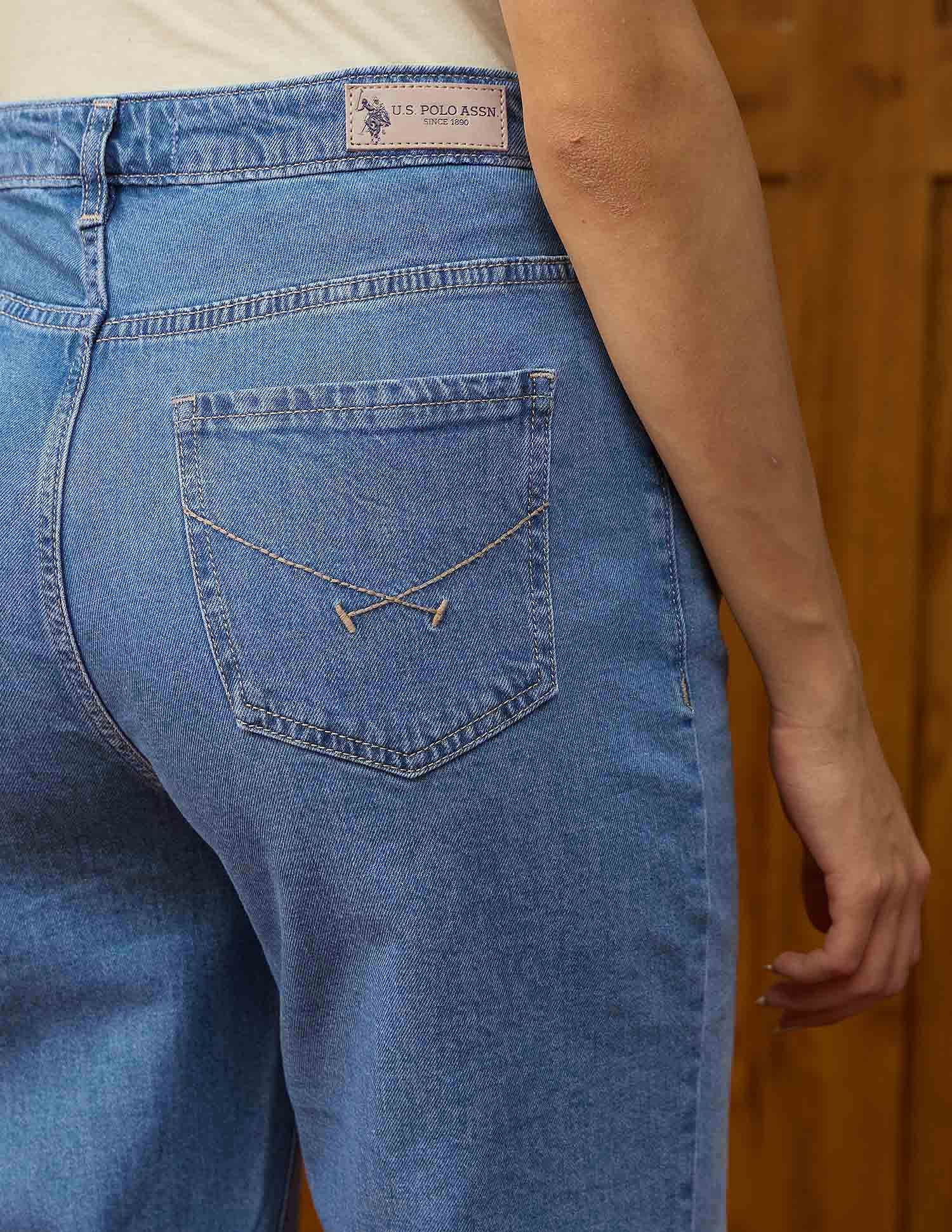 High Rise Straight Fit Jeans Mid Blue - U.S. POLO ASSN. | Large