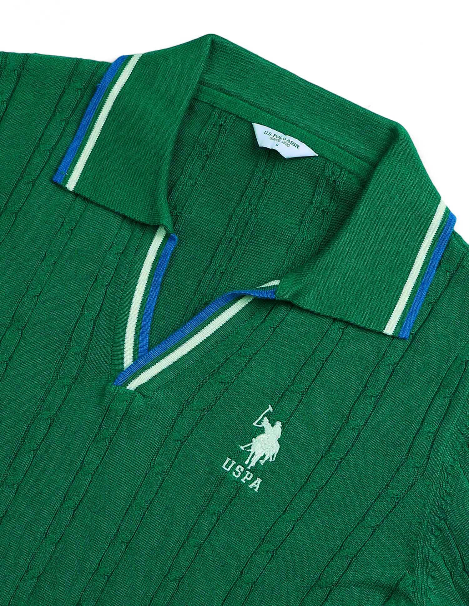 Regular Fit Textured Sweater Green - U.S. POLO ASSN. | Large