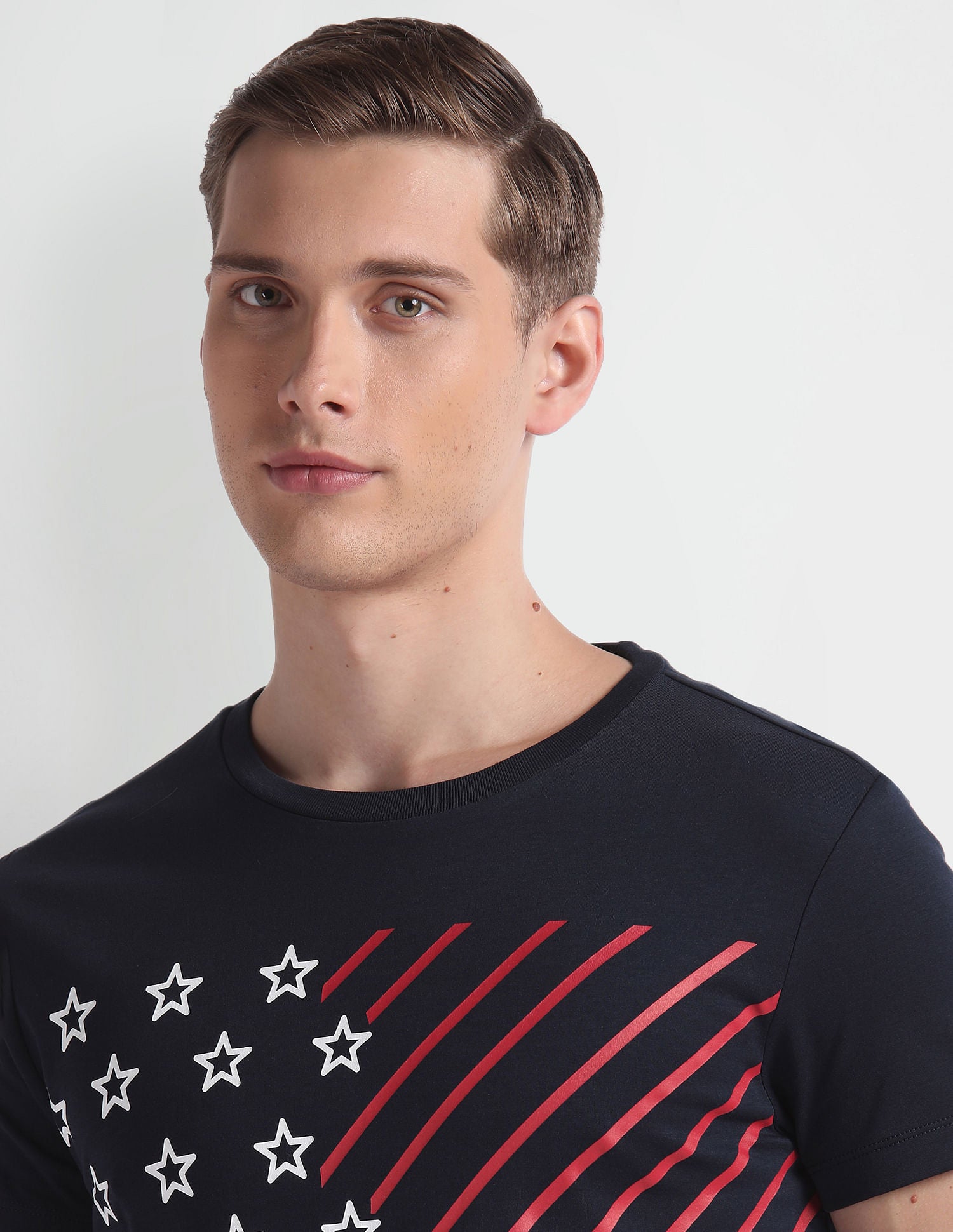 Brand Print Cotton T-Shirt Navy - U.S. Polo Assn. India | Large