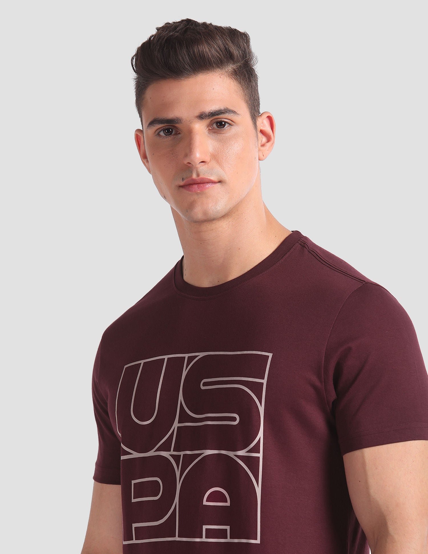 Brand Print Cotton IYAZ Lounge T-Shirt - Pack Of 2 Maroon and Navy - U.S. POLO ASSN. | Large