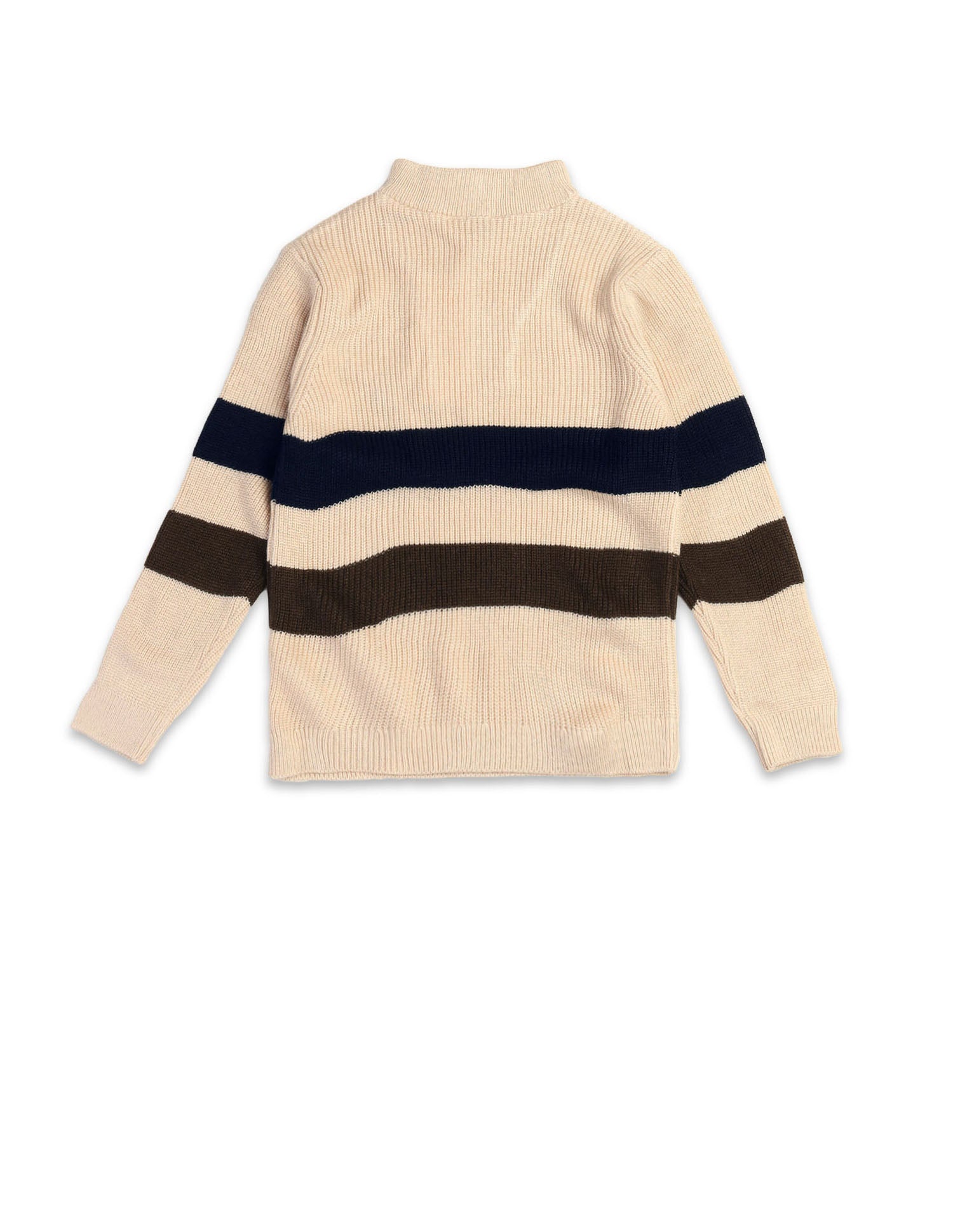 Boys Horizontal Striped Regular Fit Sweater Off White - U.S. Polo Assn. India | Large