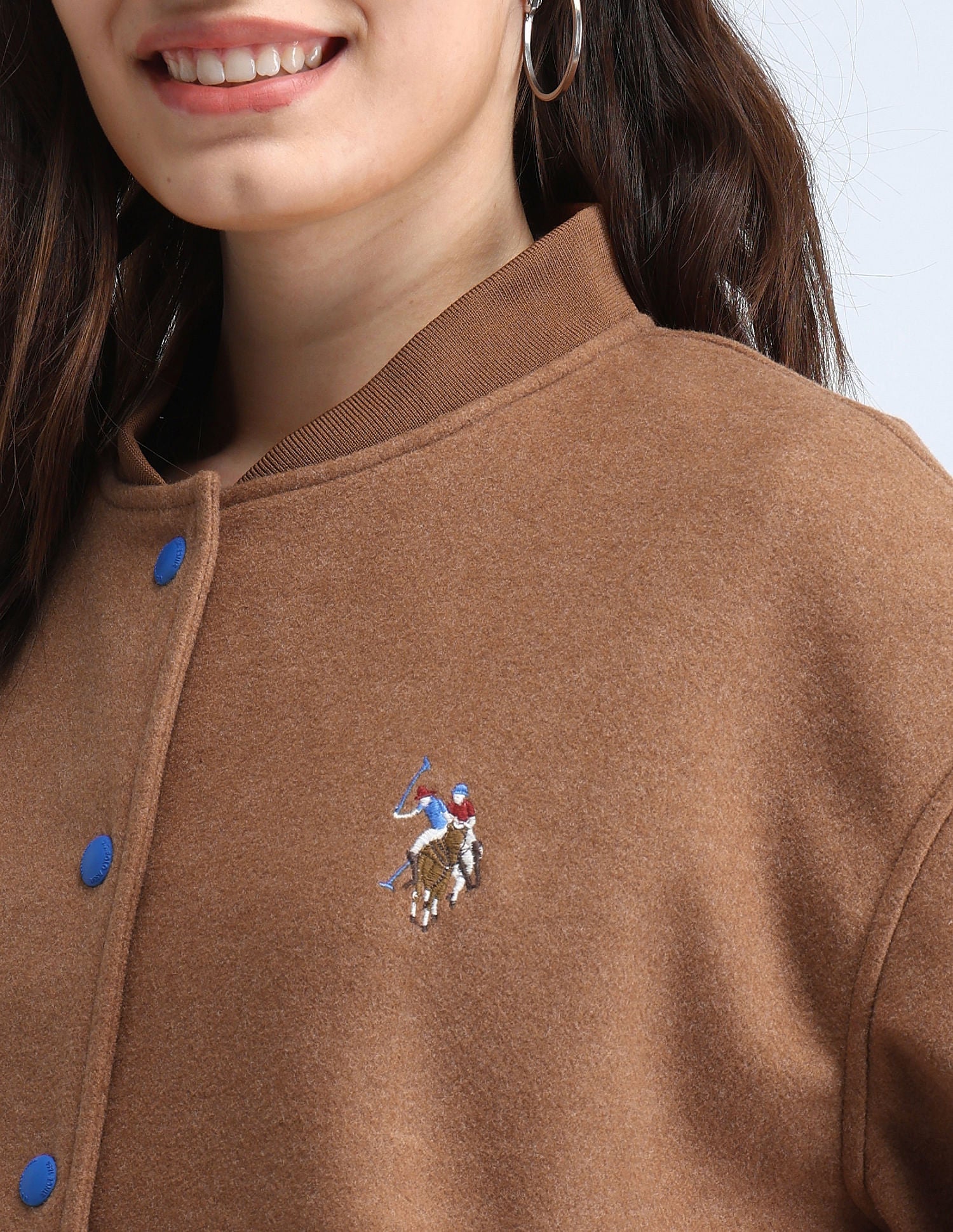 Stand Neck Bomber Jacket Brown - U.S. POLO ASSN. | Large