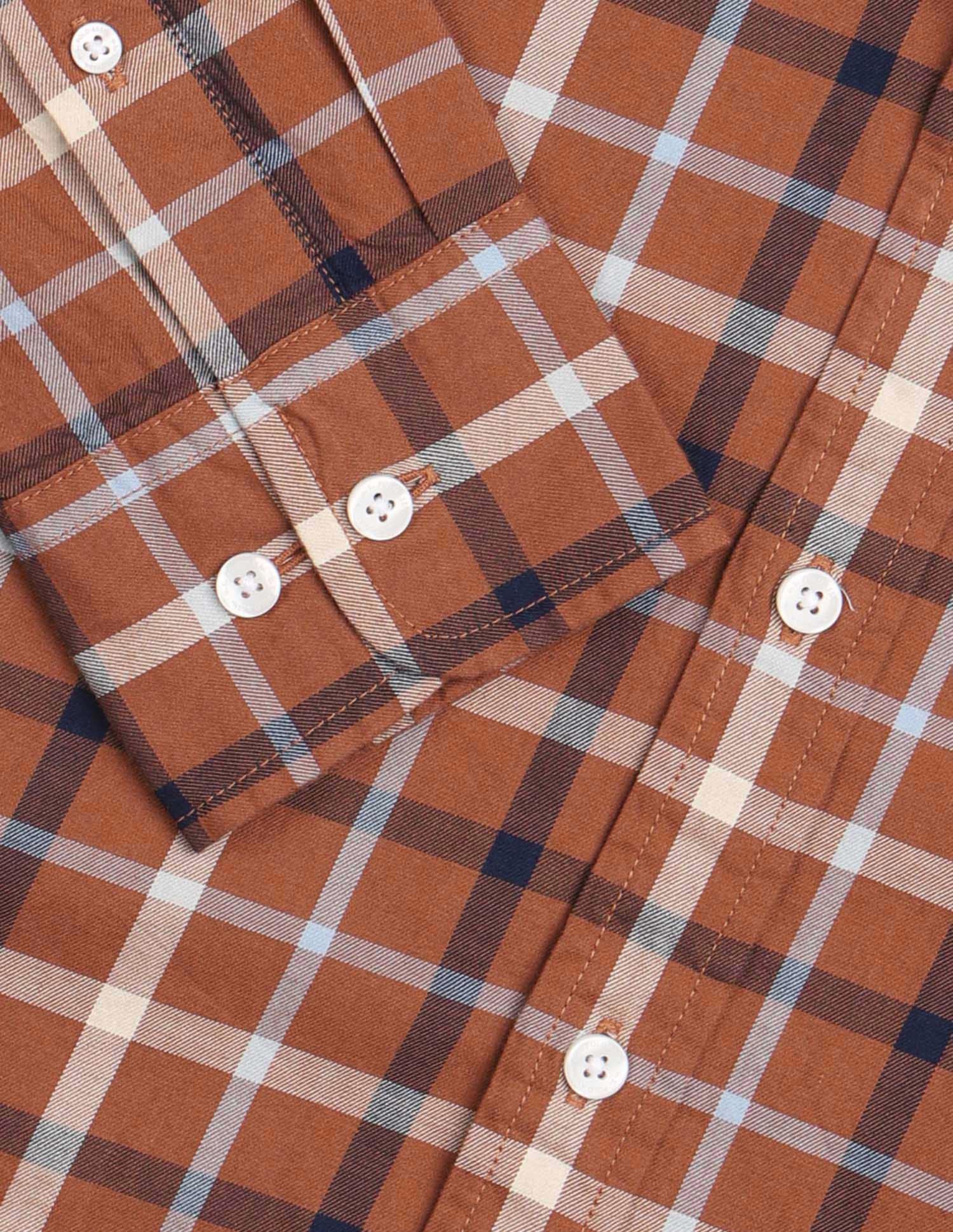 Grid Tattersall Checked Pure Cotton Shirt Rust - U.S. Polo Assn. India | Large