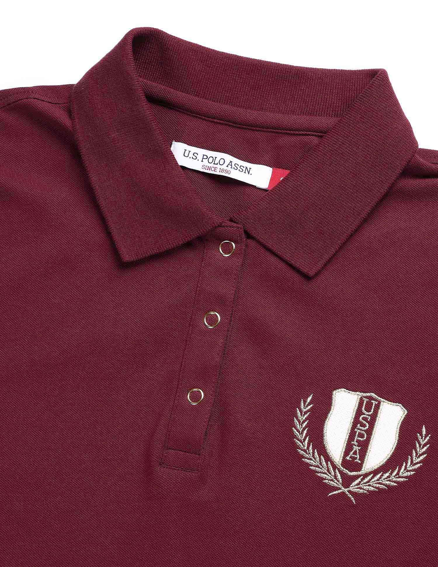 Regular 3 Button Polo With Embroidery Wine - U.S. POLO ASSN. | Large