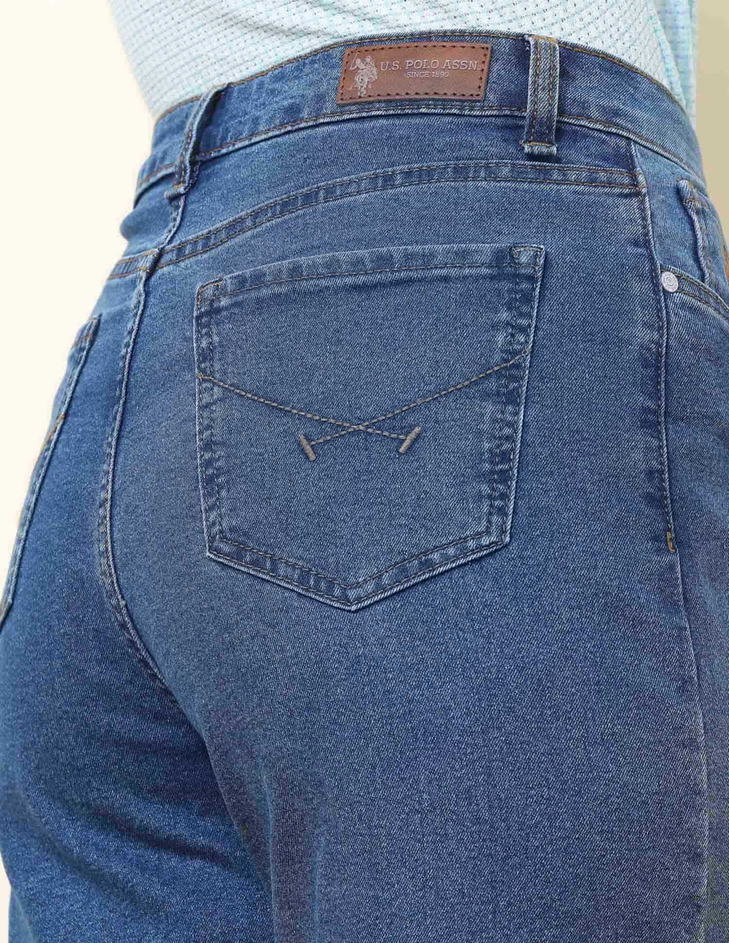 High Rise Wide Leg Fit Jeans Blue - U.S. POLO ASSN. | Large