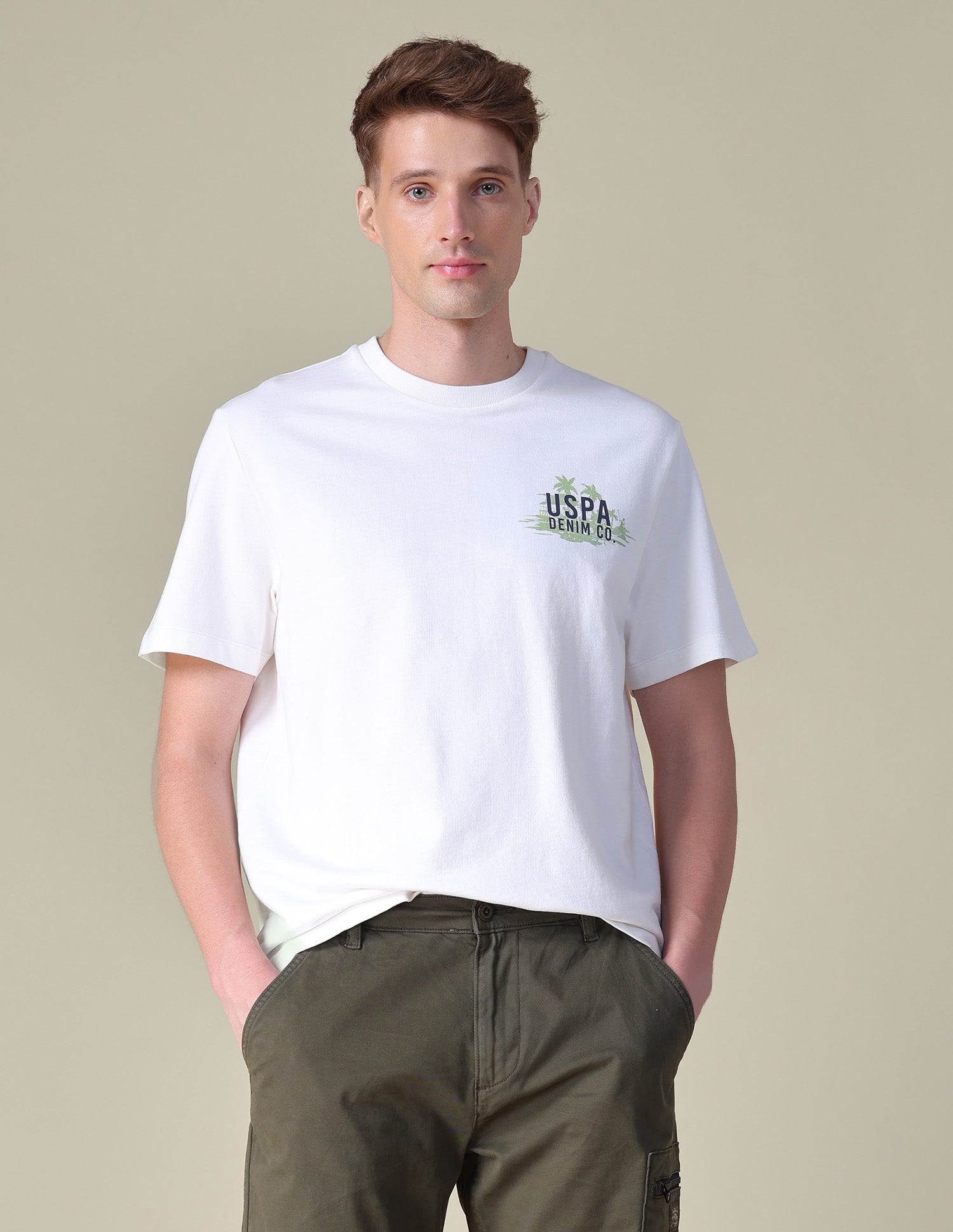 Graphic Brand Printed Relaxed Fit T-Shirt Ivory - U.S. POLO ASSN. | Large