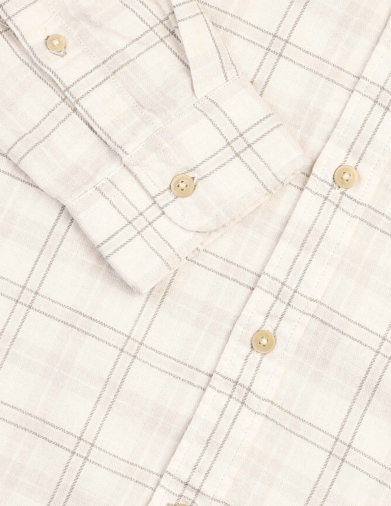 Grid Tattersall Checked Herringbone Shirt Ecru - U.S. POLO ASSN. | Large