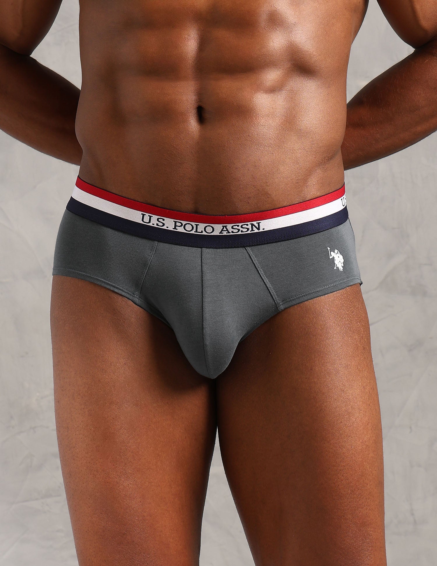 Striped Waistband EB002 Briefs - Pack Of 2 Navy and Iron Gate - U.S. POLO ASSN. | Large