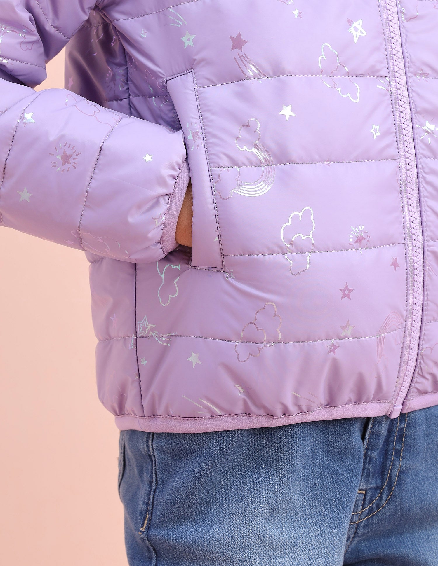 Graphic Printed Puffer Jacket Lilac - U.S. POLO ASSN. | Large