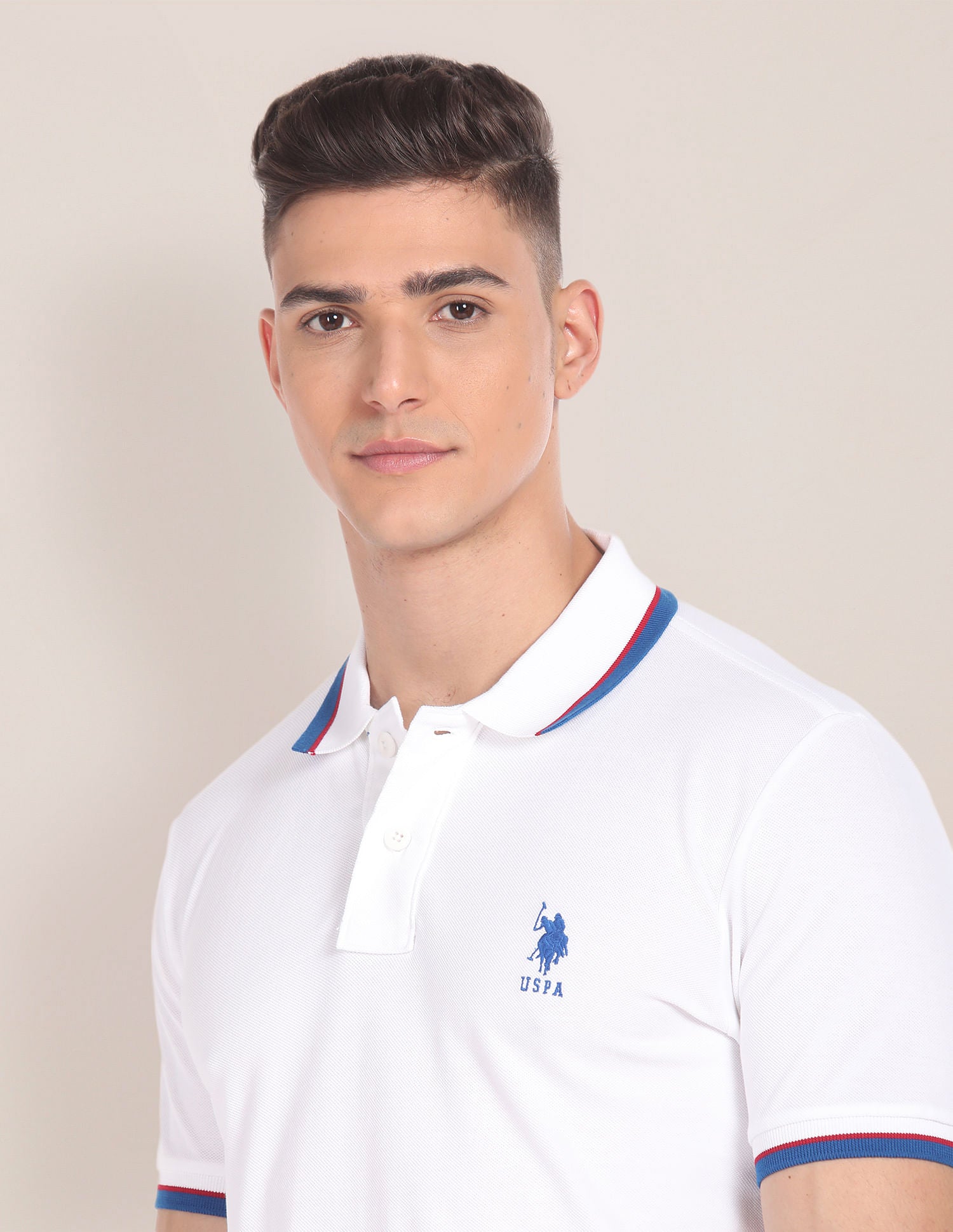Tipped Collar Slim Fit Polo Shirt White - U.S. POLO ASSN. | Large