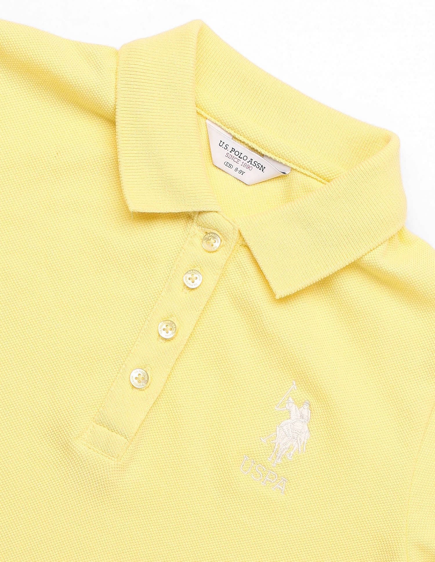 Girls Solid A Line Polo Dress Yellow - U.S. POLO ASSN. | Large