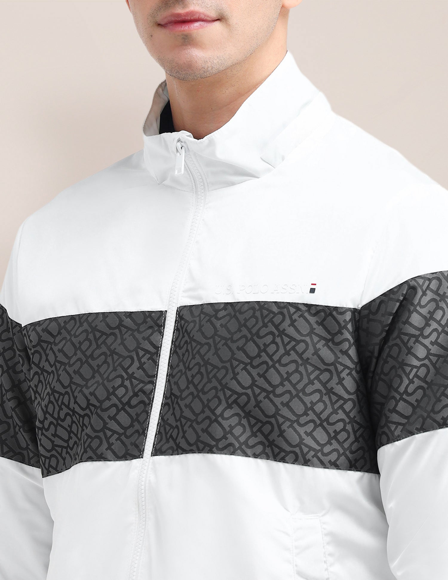 Brand Printed Hooded Jacket White - U.S. Polo Assn. India | Large