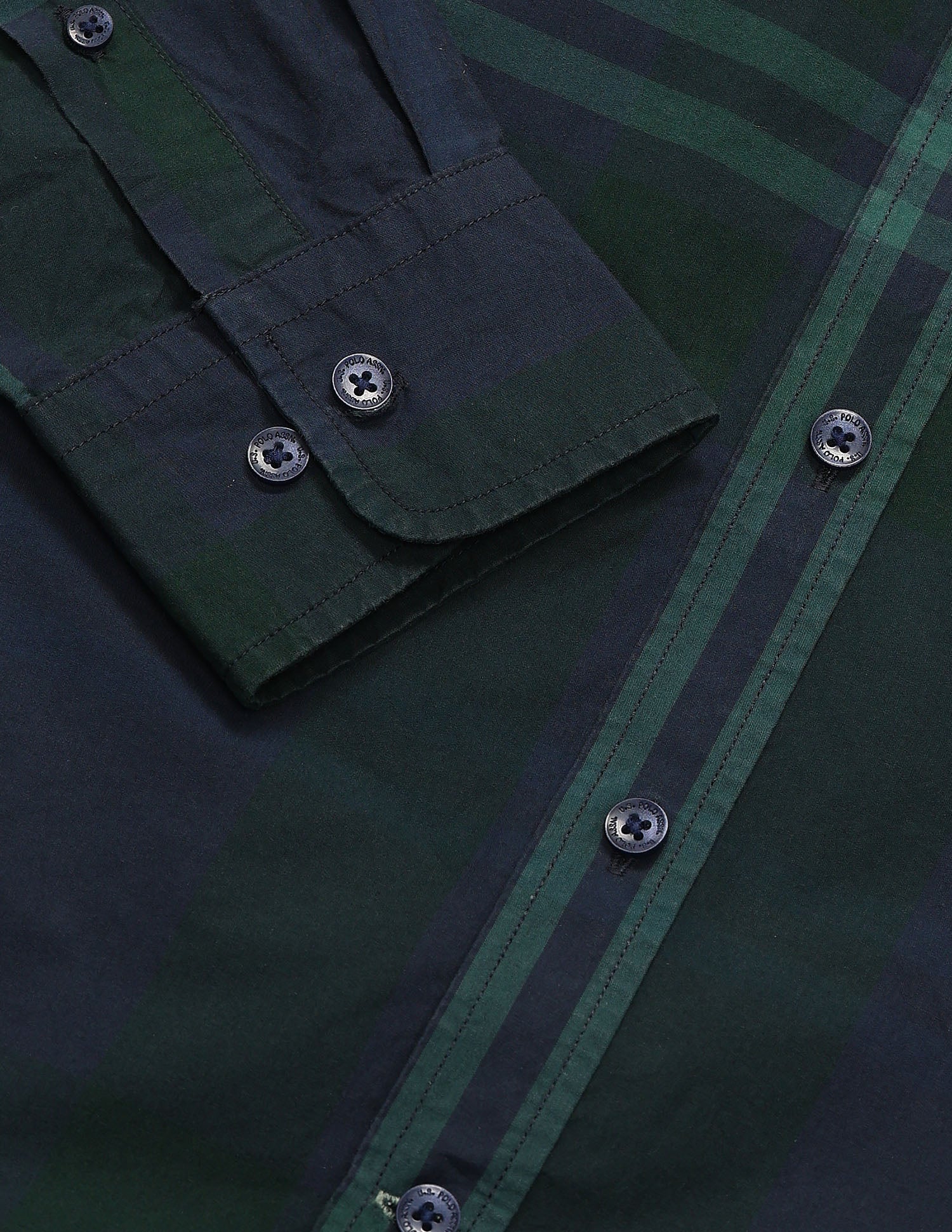 Grid Tattersall Checked Tailored Fit Shirt Dark Green - U.S. Polo Assn. India | Large