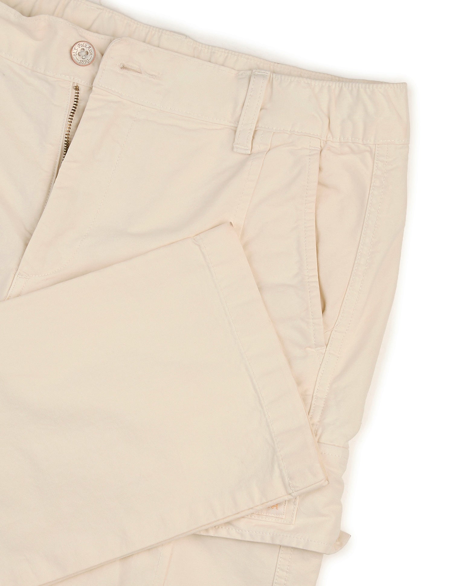 Mid Rise Straight Fit Twill Cargos Off White - U.S. Polo Assn. India | Large