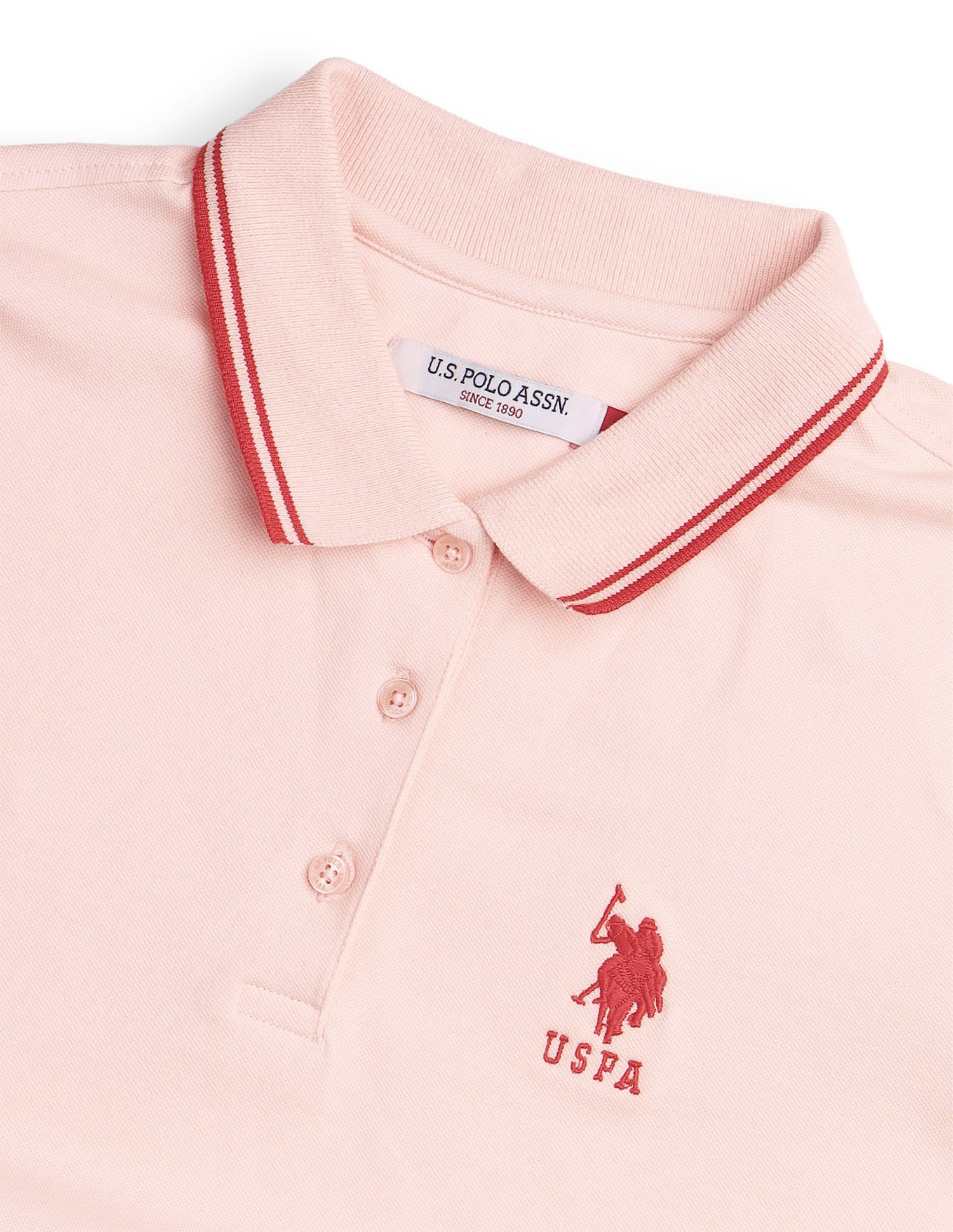 Regular Fit Solid Polo Shirt Pink - U.S. Polo Assn. India | Large