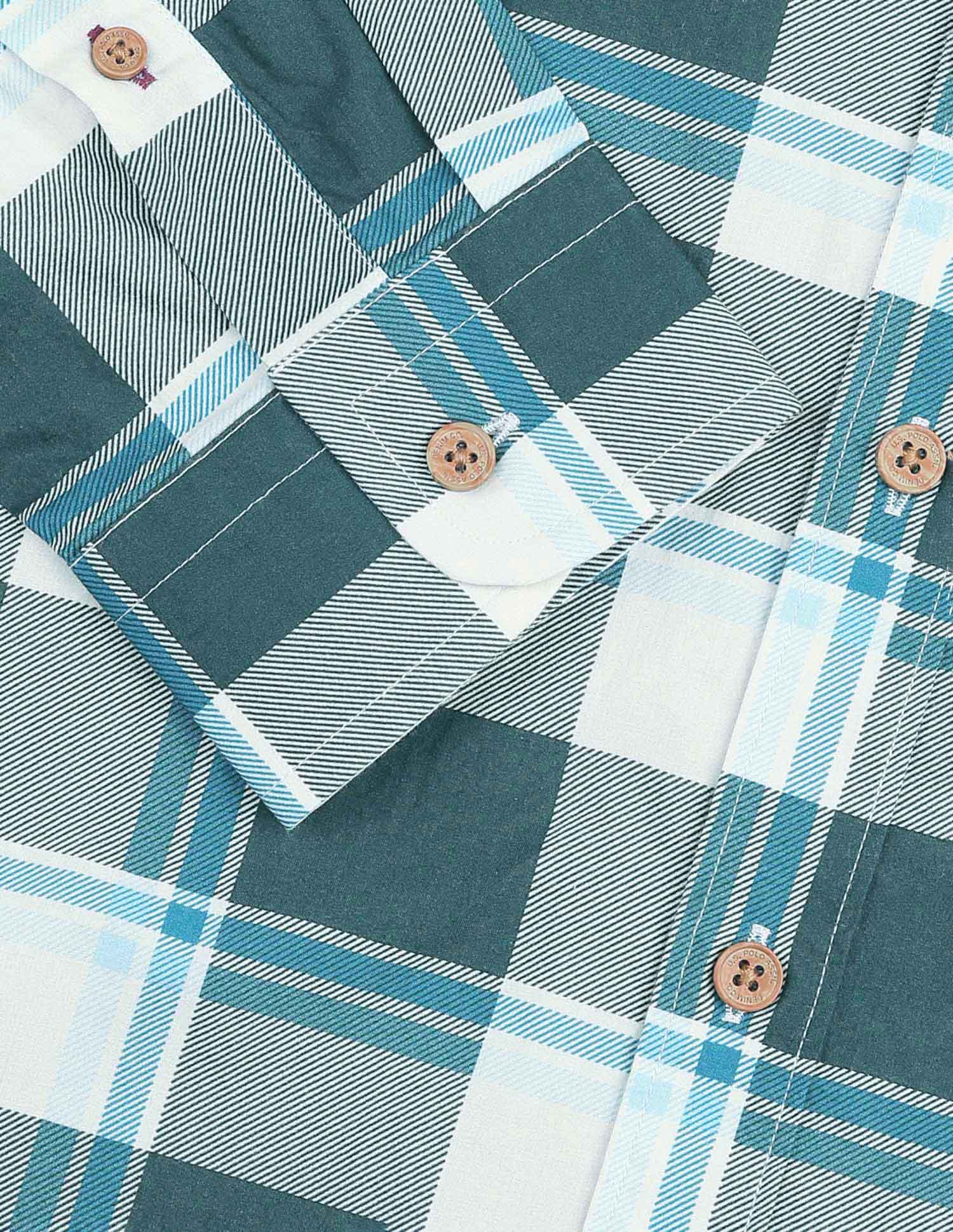 Tartan Check Cotton Shirt Green - U.S. POLO ASSN. | Large