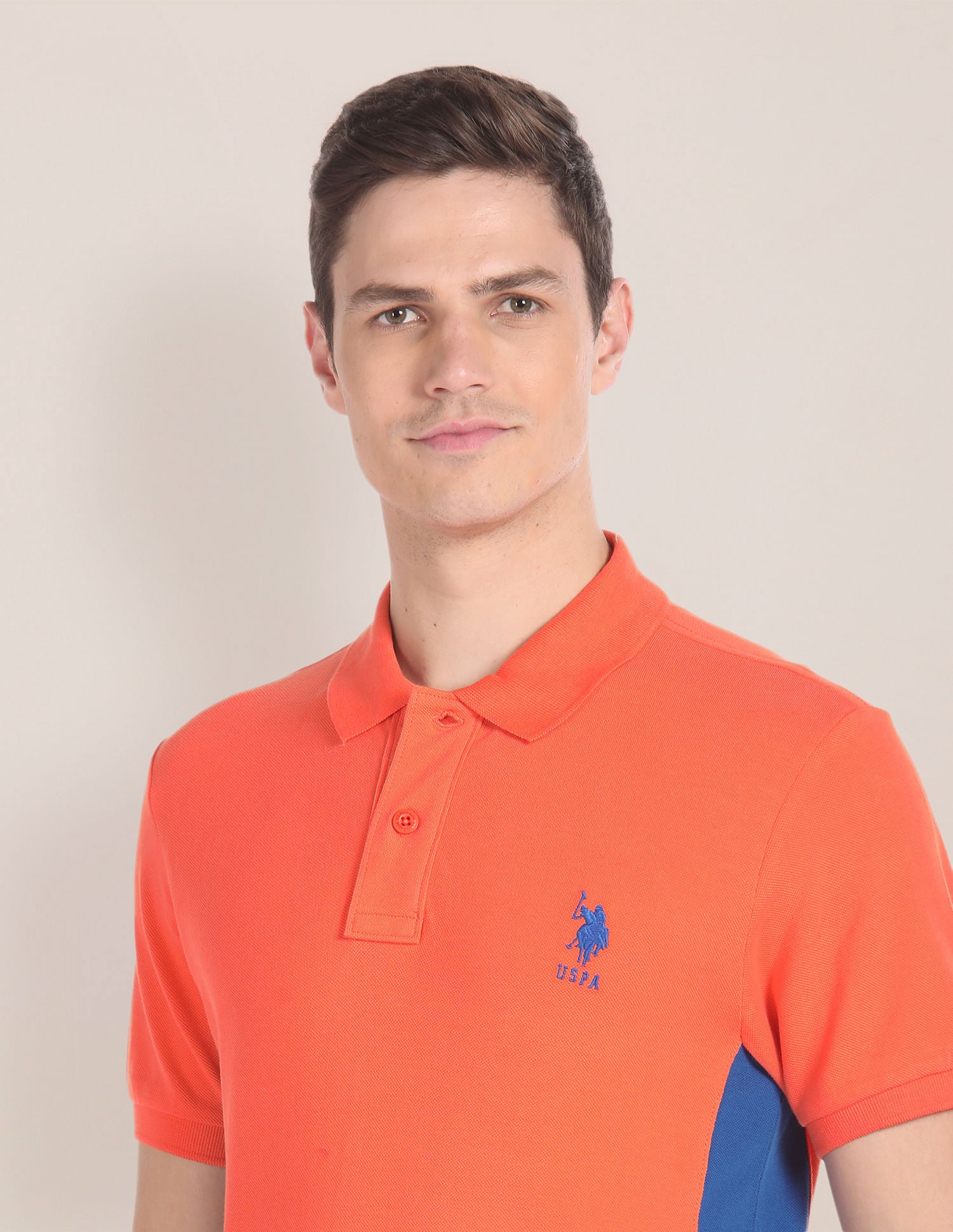 Colour Block Pique Polo Shirt Orange - U.S. Polo Assn. India | Large