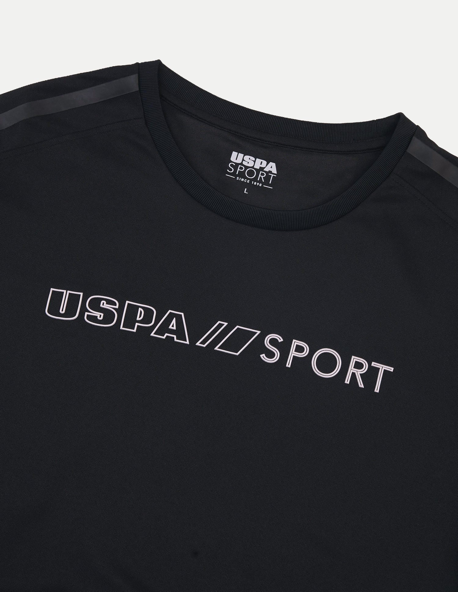 Brand Embossed Regular Fit Active T-Shirt Black - U.S. Polo Assn. India | Large
