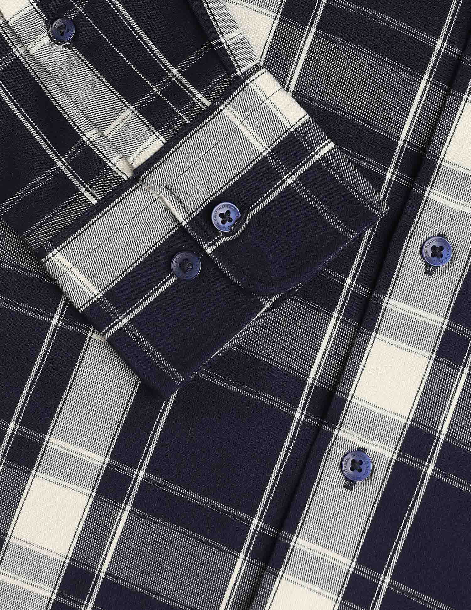 Tartan Checked Tailored Fit Shirt Navy - U.S. Polo Assn. India | Large