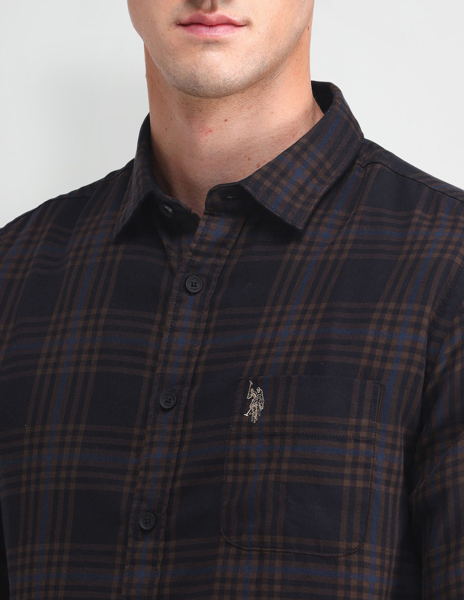 Tartan Check Slim Fit Shirt Brown - U.S. Polo Assn. India | Large