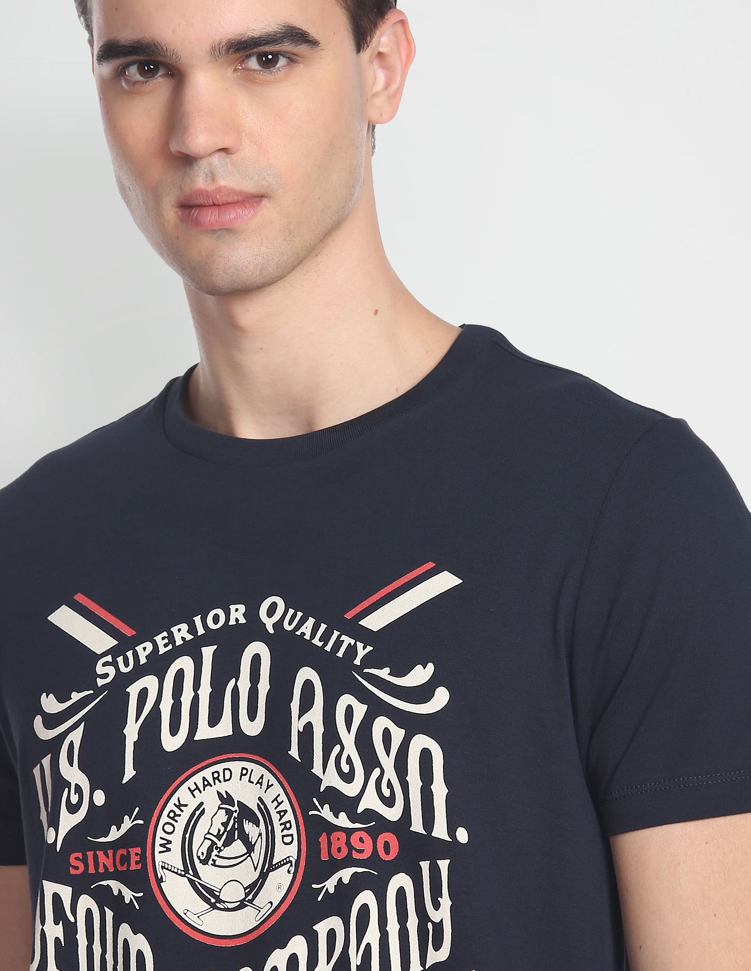 Brand Print Slim Fit T-Shirt Navy - U.S. POLO ASSN. | Large