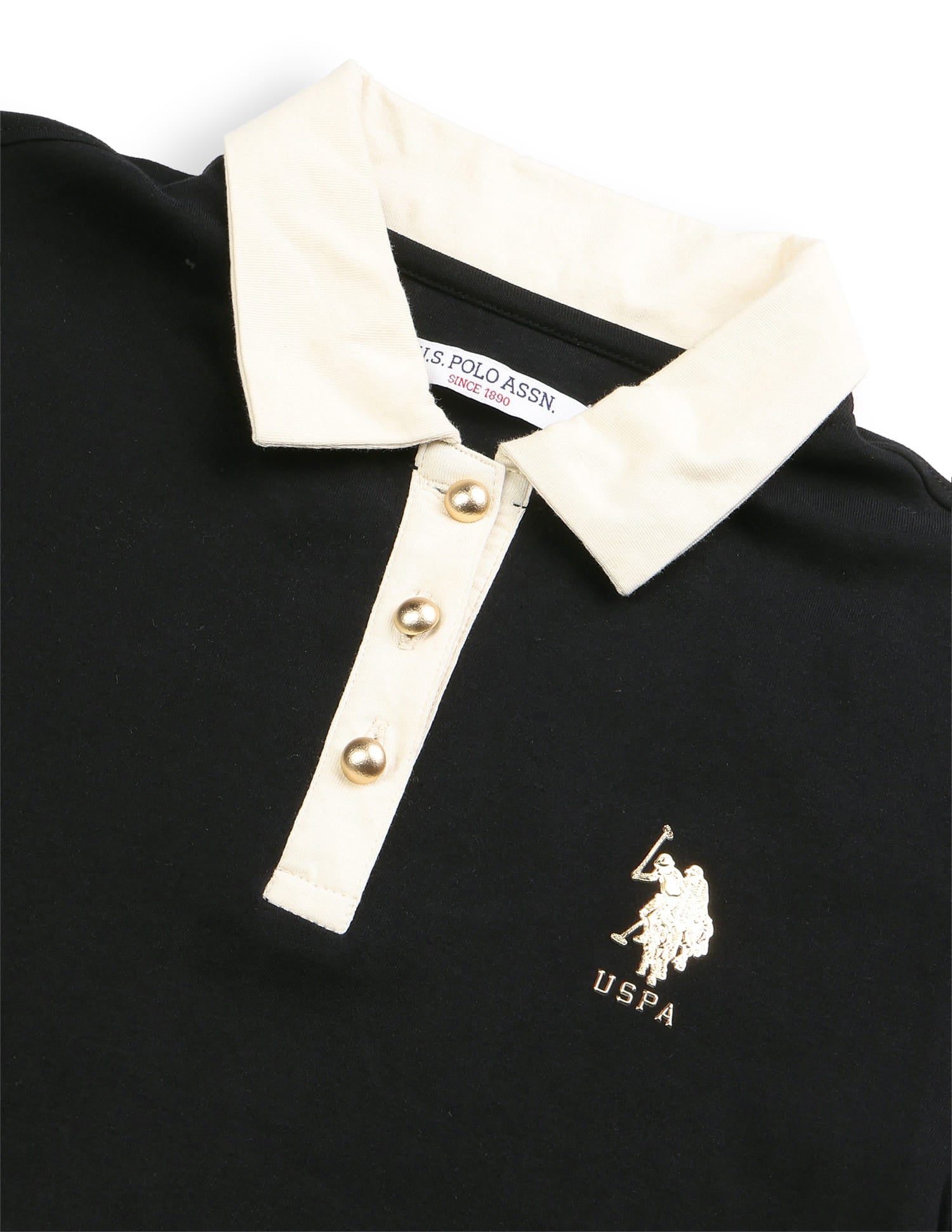 Contrast Collar Regular Fit Polo Shirt Black - U.S. Polo Assn. India | Large
