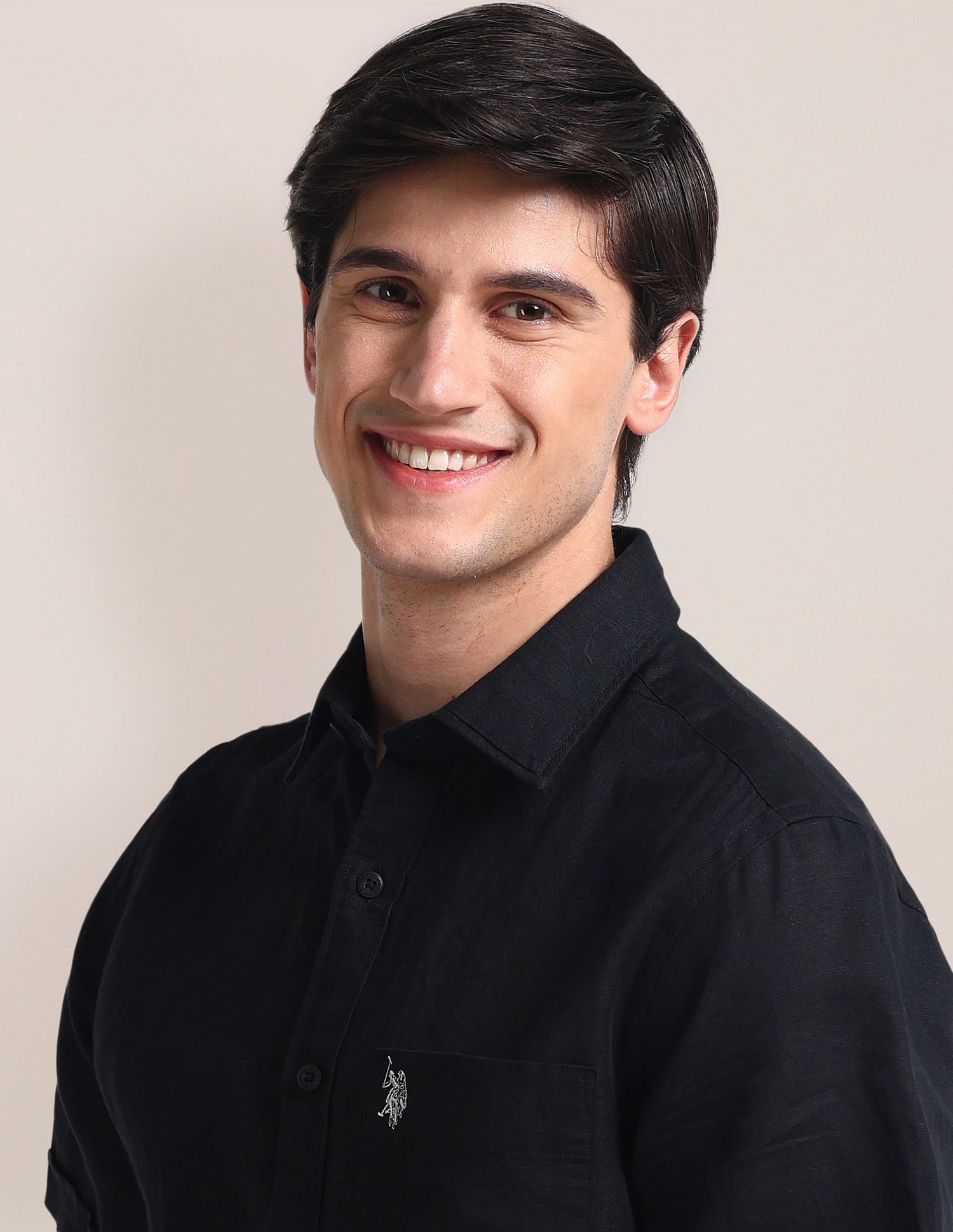 Tailored Fit Linen Shirt Black - U.S. POLO ASSN. | Large