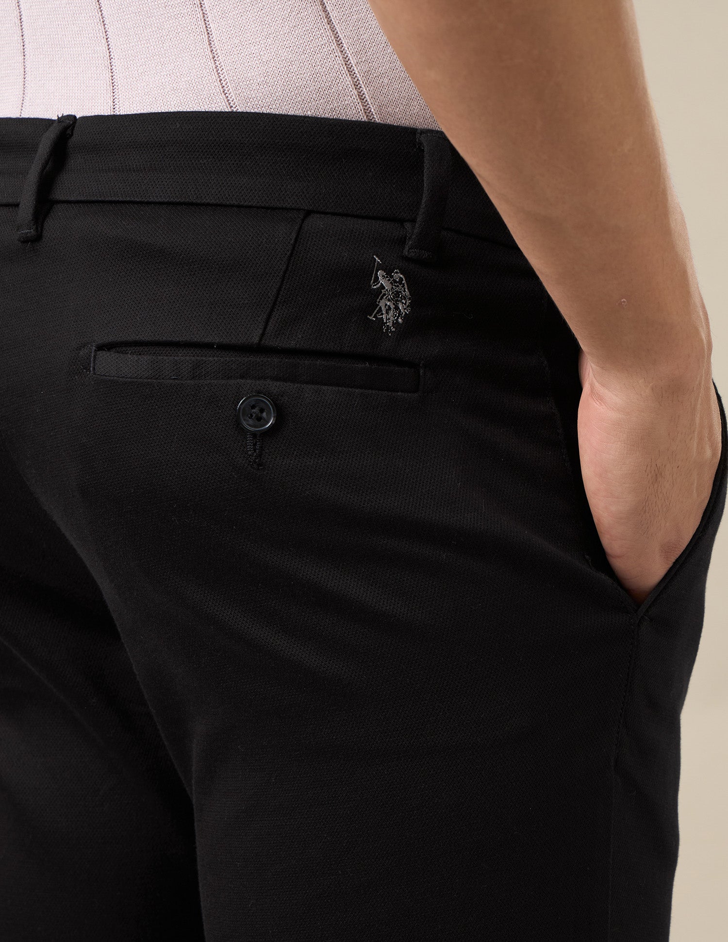 Mid Rise Denver Slim Fit Trousers Black - U.S. Polo Assn. India | Large