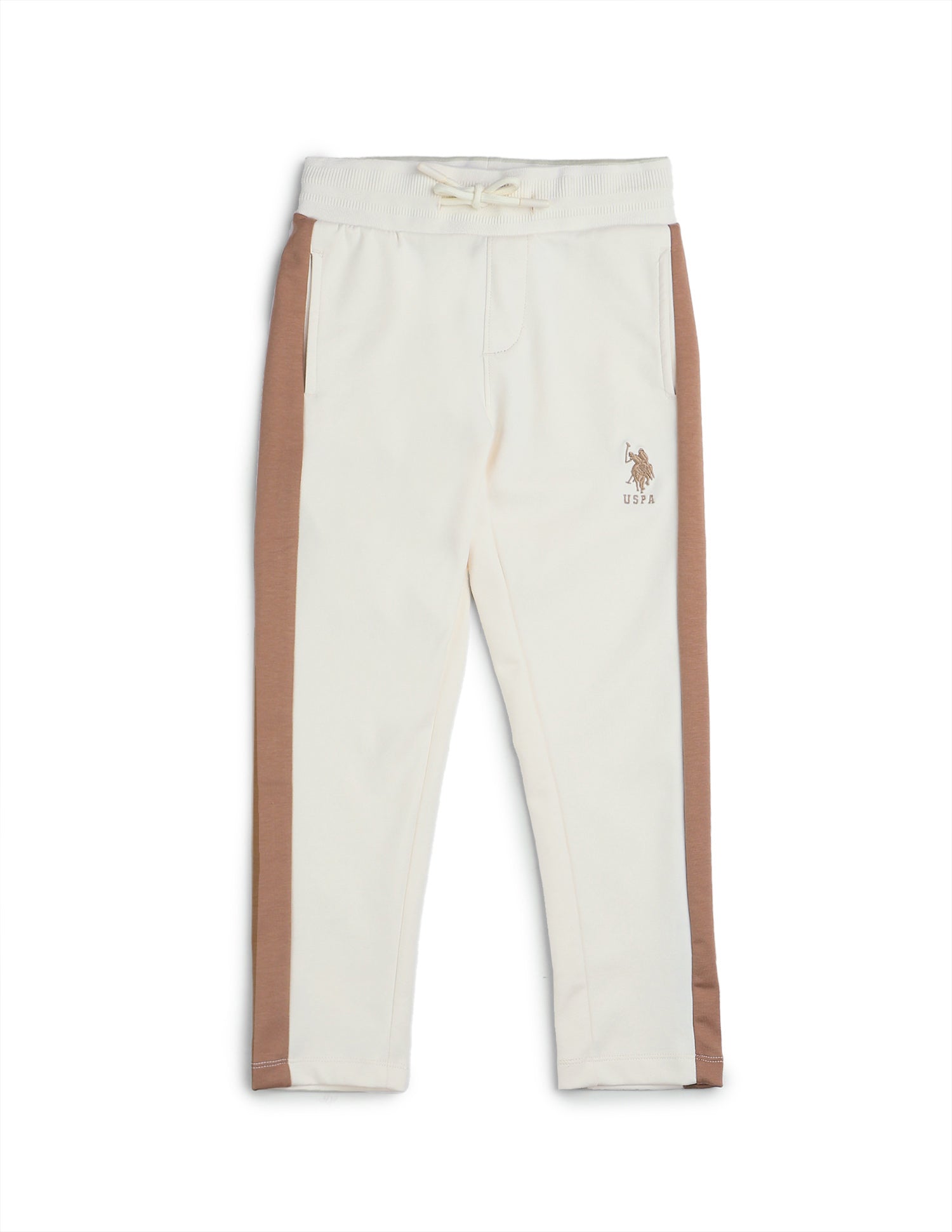 Boys Solid Regular Fit Trackpant Off White - U.S. POLO ASSN. | Large