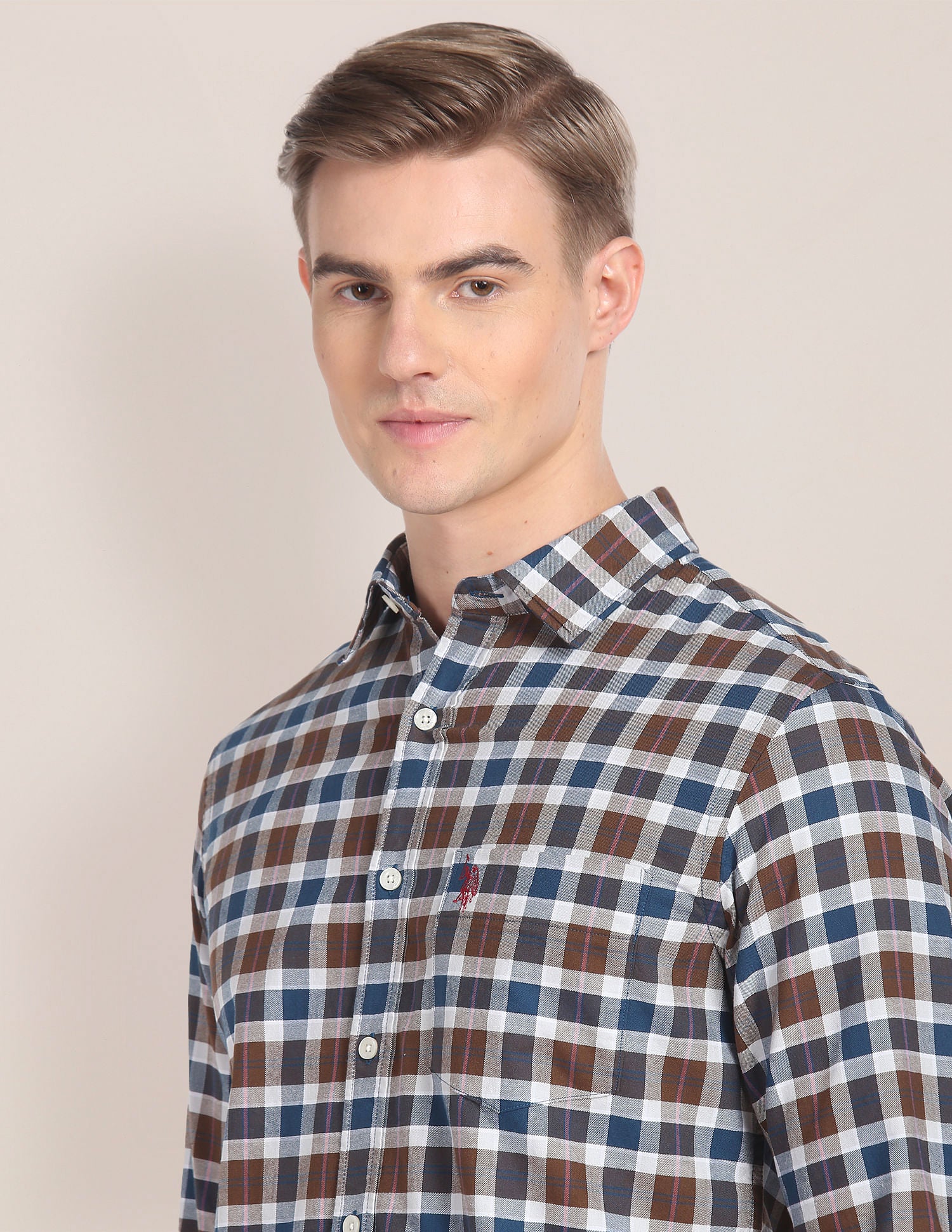Plaid Check Cotton Shirt Teal - U.S. Polo Assn. India | Large