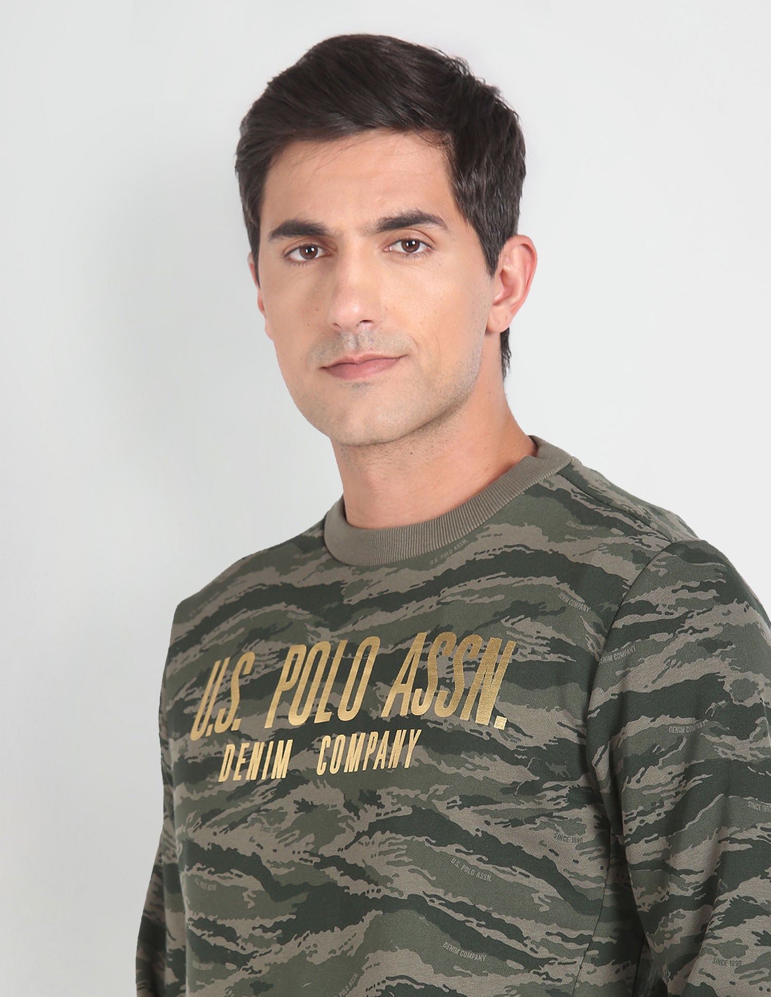 Camouflage Print Crew Neck Sweatshirt Olive - U.S. POLO ASSN. | Large