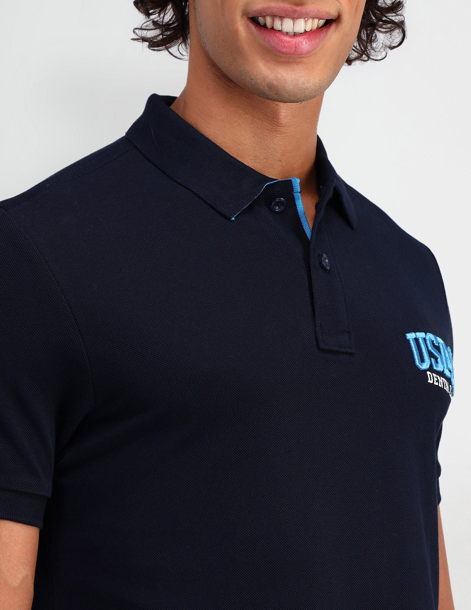 Muscle Fit Pure Cotton Polo Shirt Navy - U.S. Polo Assn. India | Large