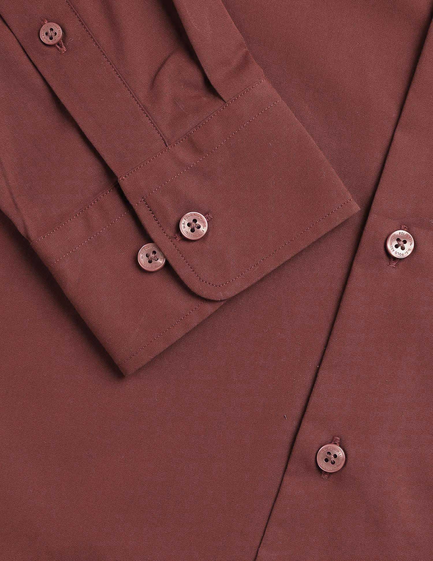 Solid Regular Fit Shirt Maroon - U.S. Polo Assn. India | Large