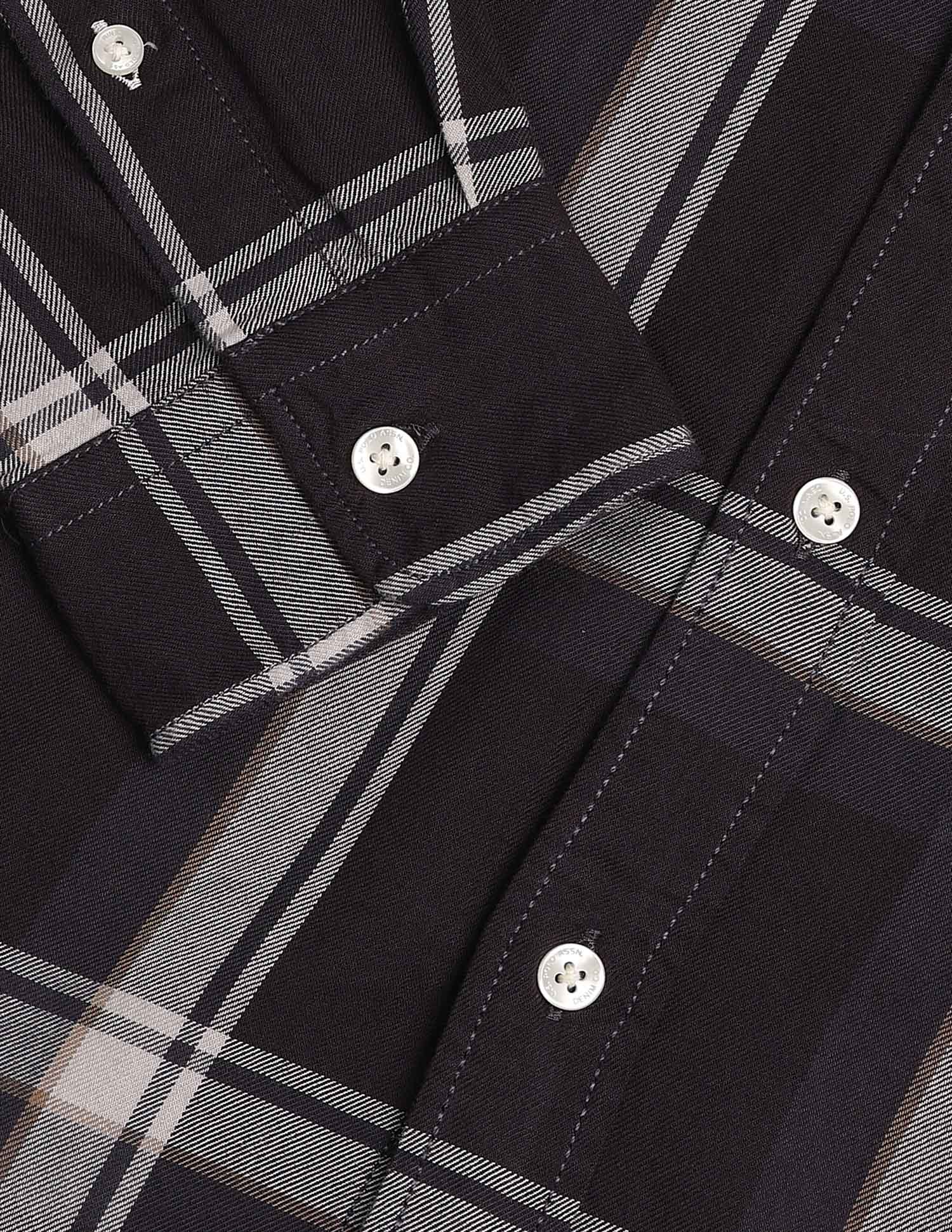 Grid Tattersall Checked Twill Shirt Choco - U.S. POLO ASSN. | Large