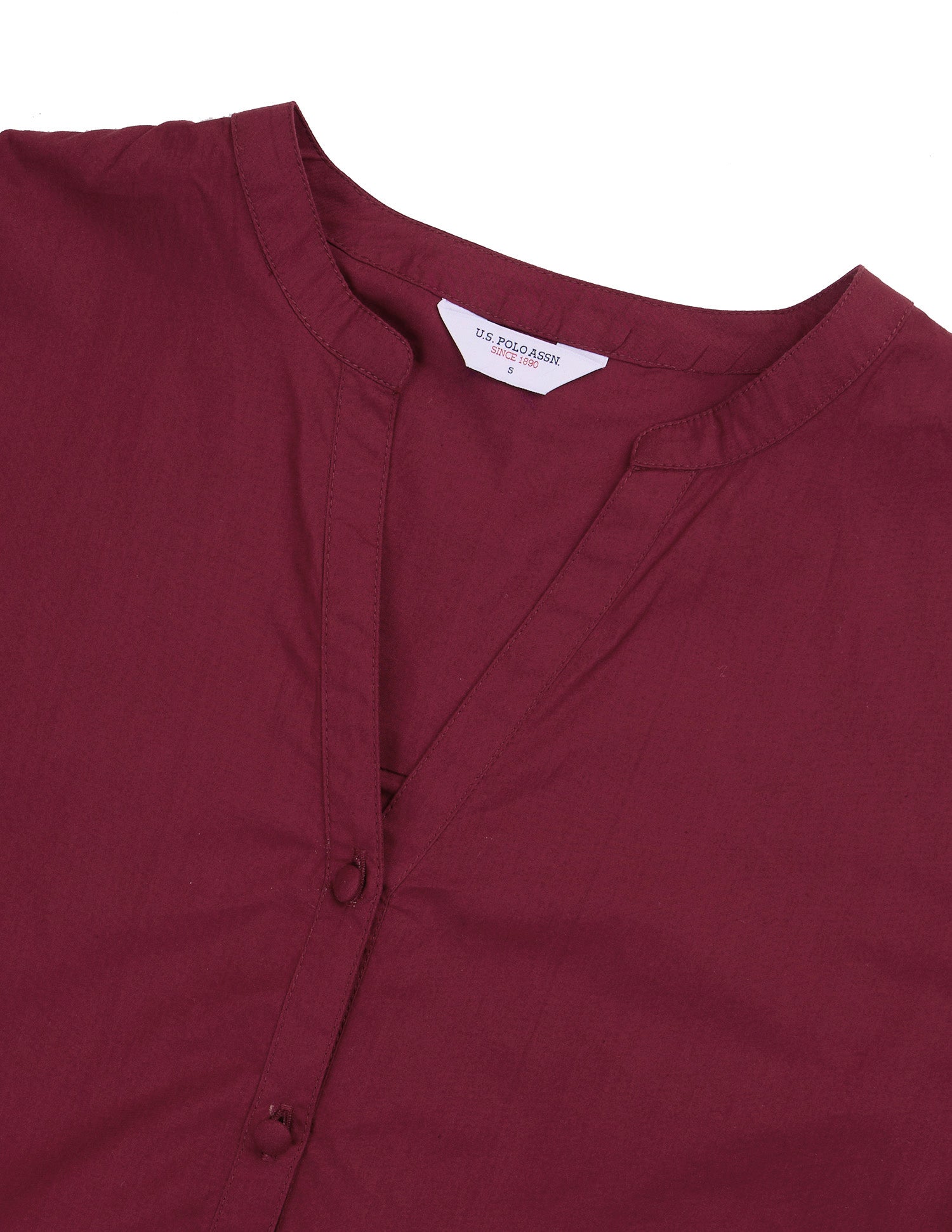 Solid Cutwork Embroidery Regular Fit Shirt Maroon - U.S. Polo Assn. India | Large