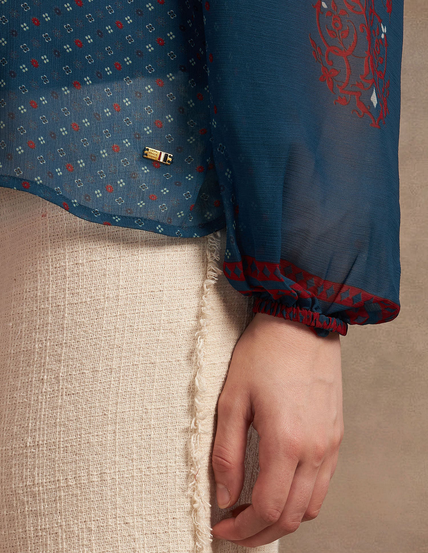 Boho Printed Crinkled Chiffon Top Multicolor - U.S. POLO ASSN. | Large