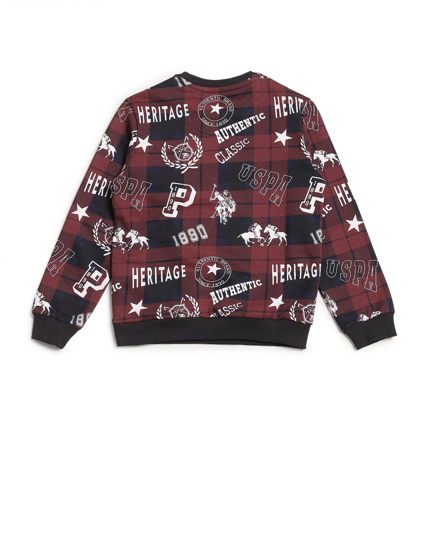 Boys Brand Printed Regular Fit Sweatshirt Maroon - U.S. POLO ASSN. | Large