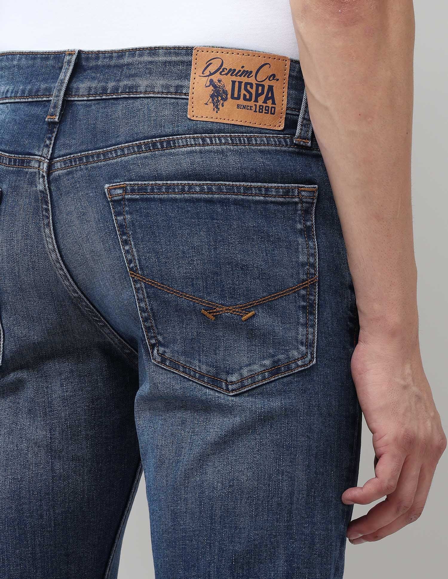 Regallo Skinny Fit Blue Jeans Mid Wash - U.S. POLO ASSN. | Large