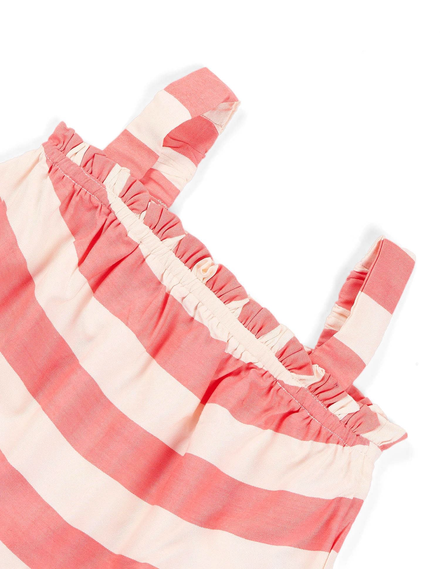 Girls Diagonal Striped Cotton Top Coral - U.S. POLO ASSN. | Large