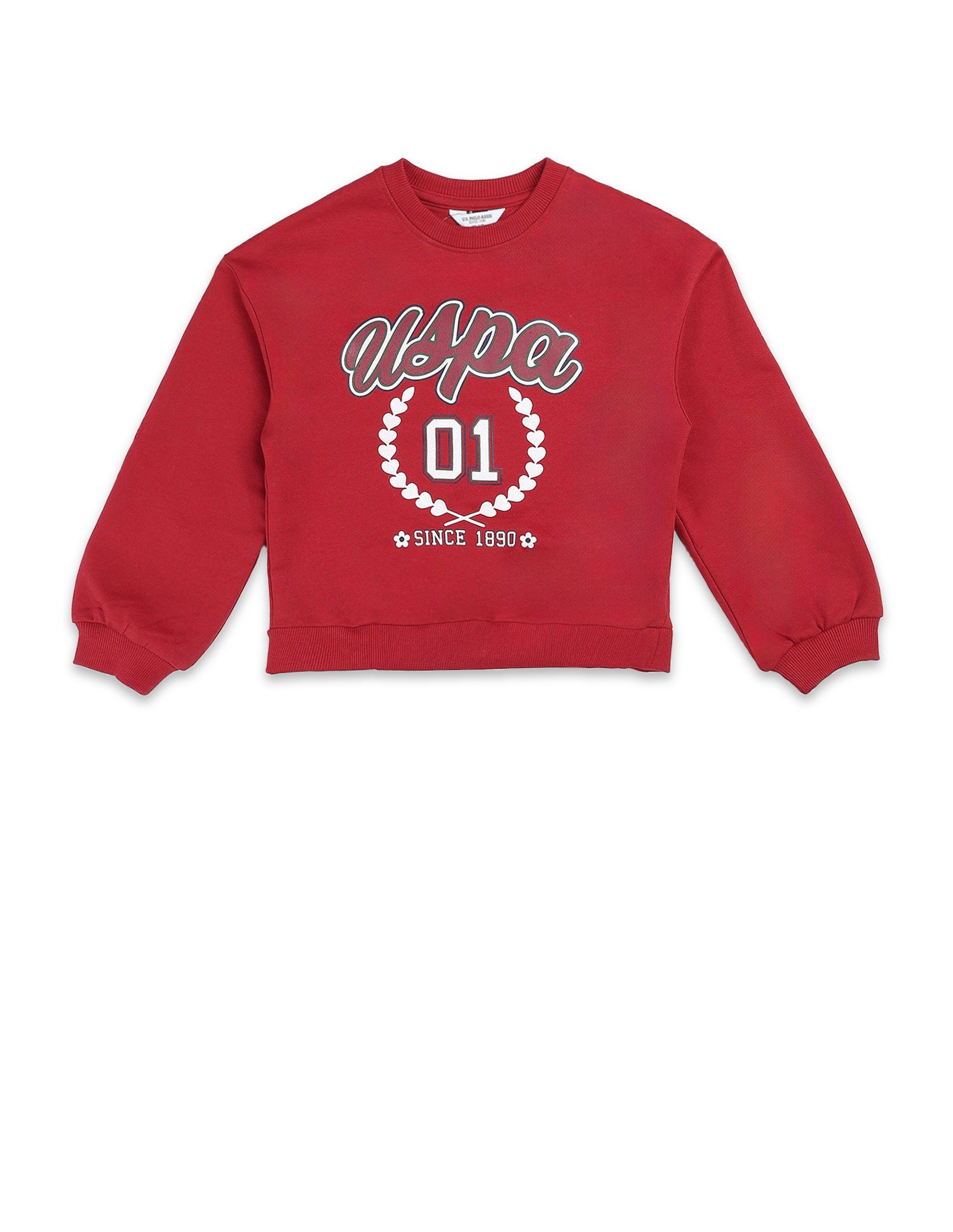 Girls Brand Printed Numeric Sweatshirt Red - U.S. POLO ASSN. | Large