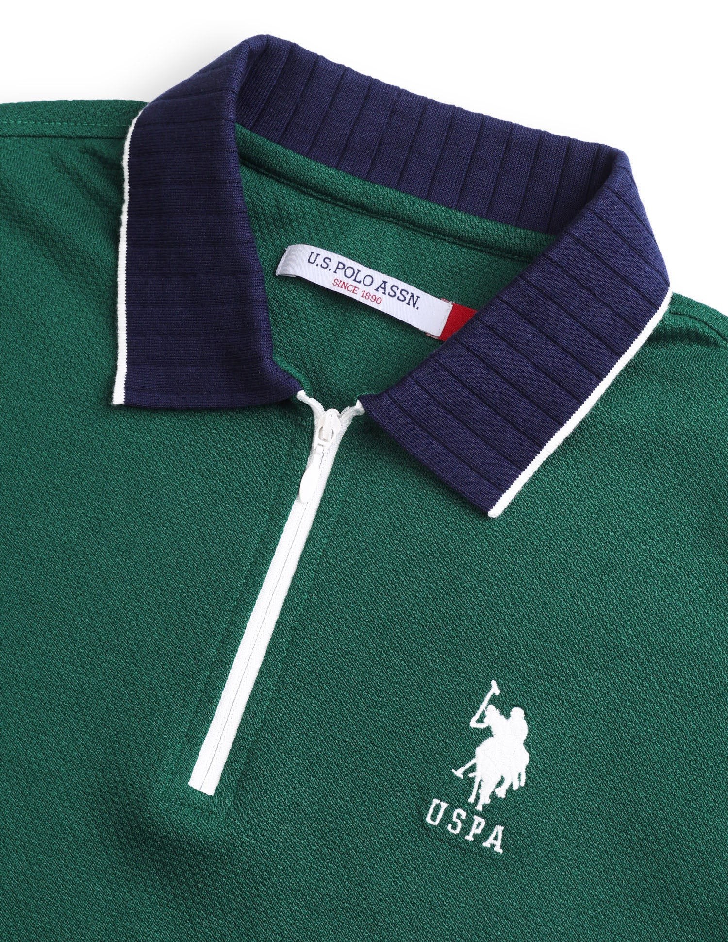 Textured Regular Fit Polo Shirt Dark Green - U.S. Polo Assn. India | Large