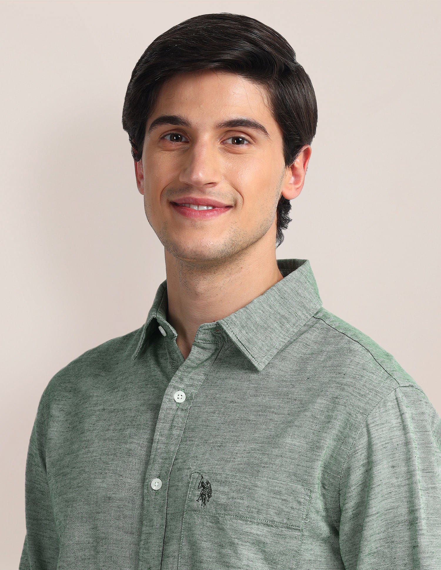 Heathered Dobby Shirt Green - U.S. POLO ASSN. | Large