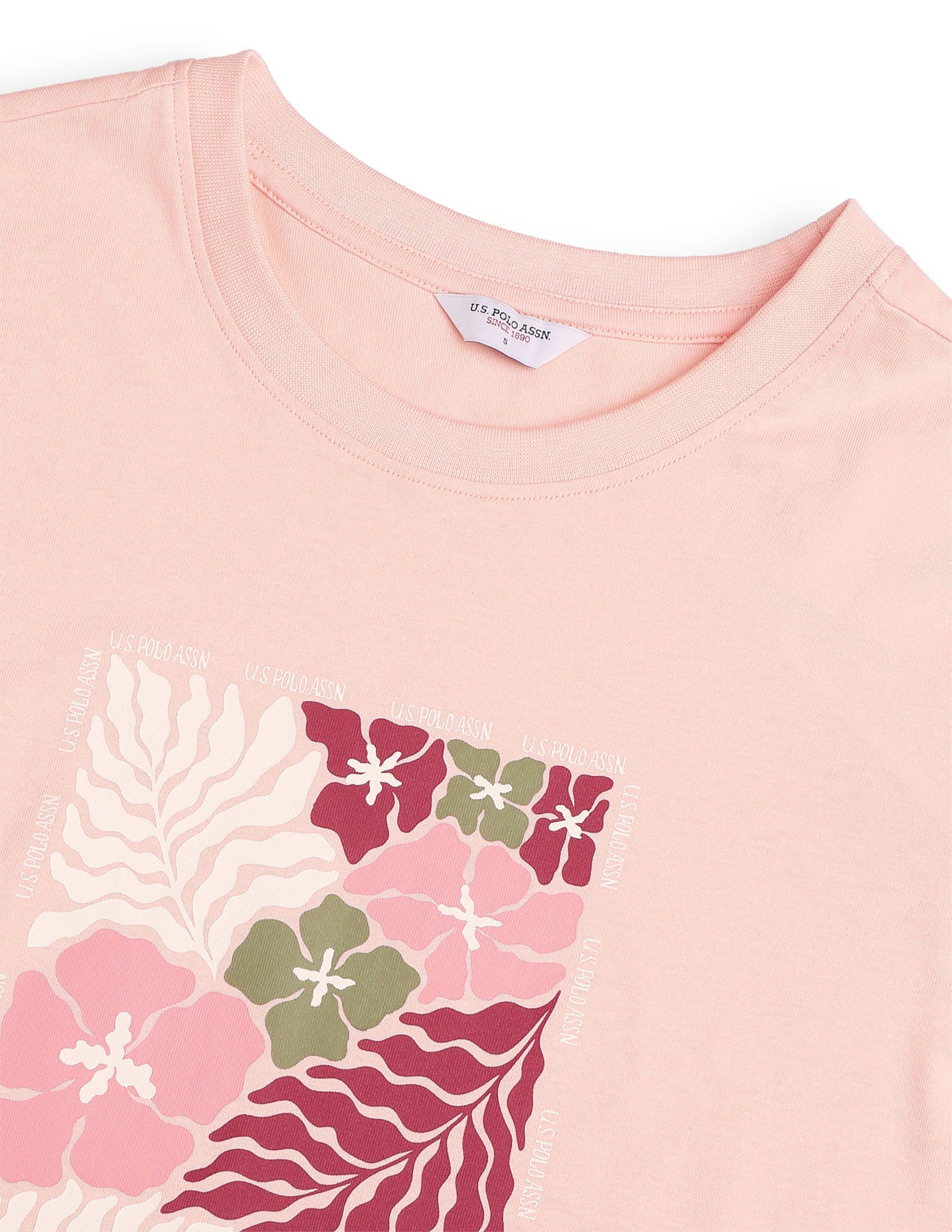 Boxy Fit Floral Printed T-Shirt Pink - U.S. Polo Assn. India | Large