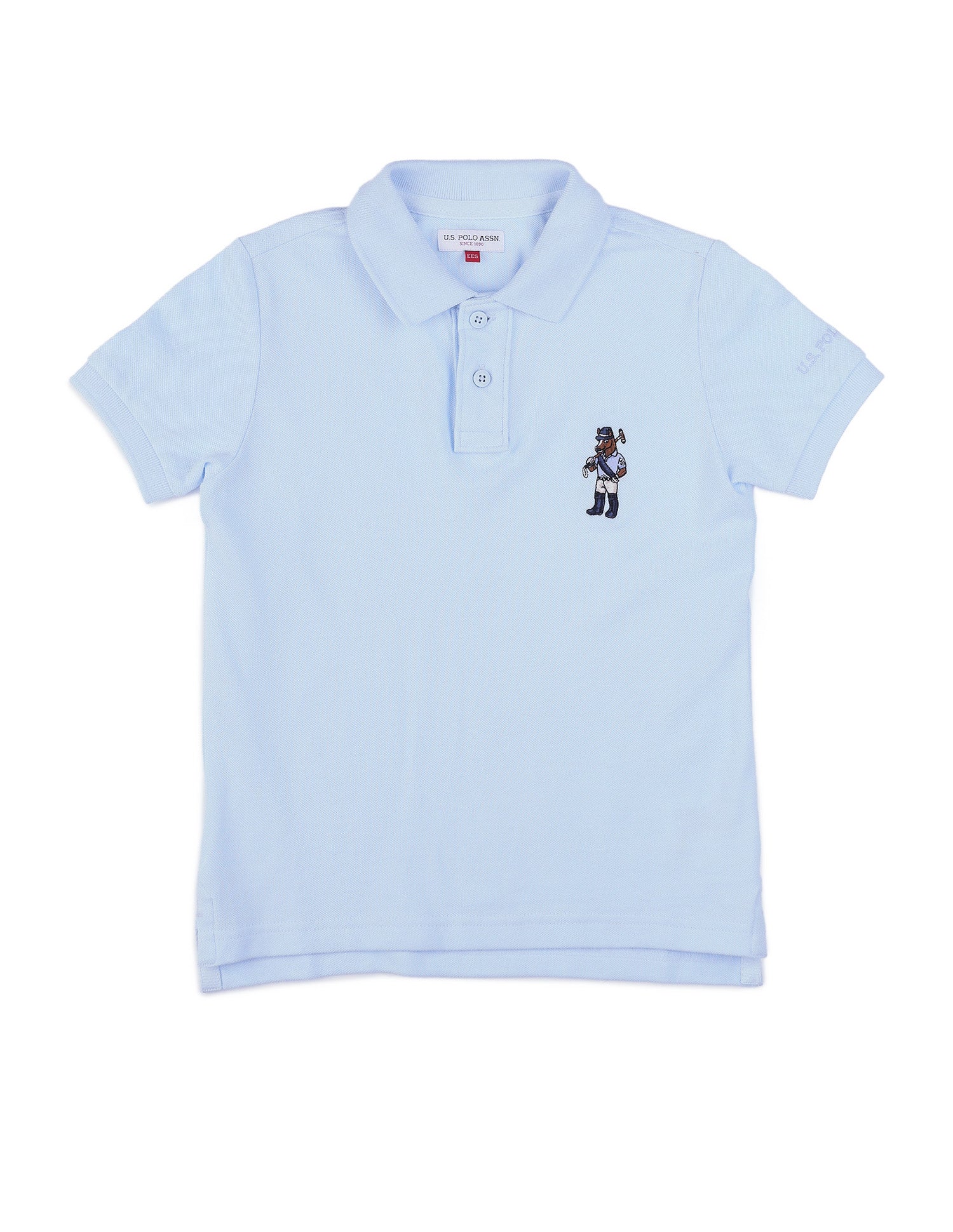 Boys Solid Pure Cotton Polo Shirt Light Blue - U.S. POLO ASSN. | Large
