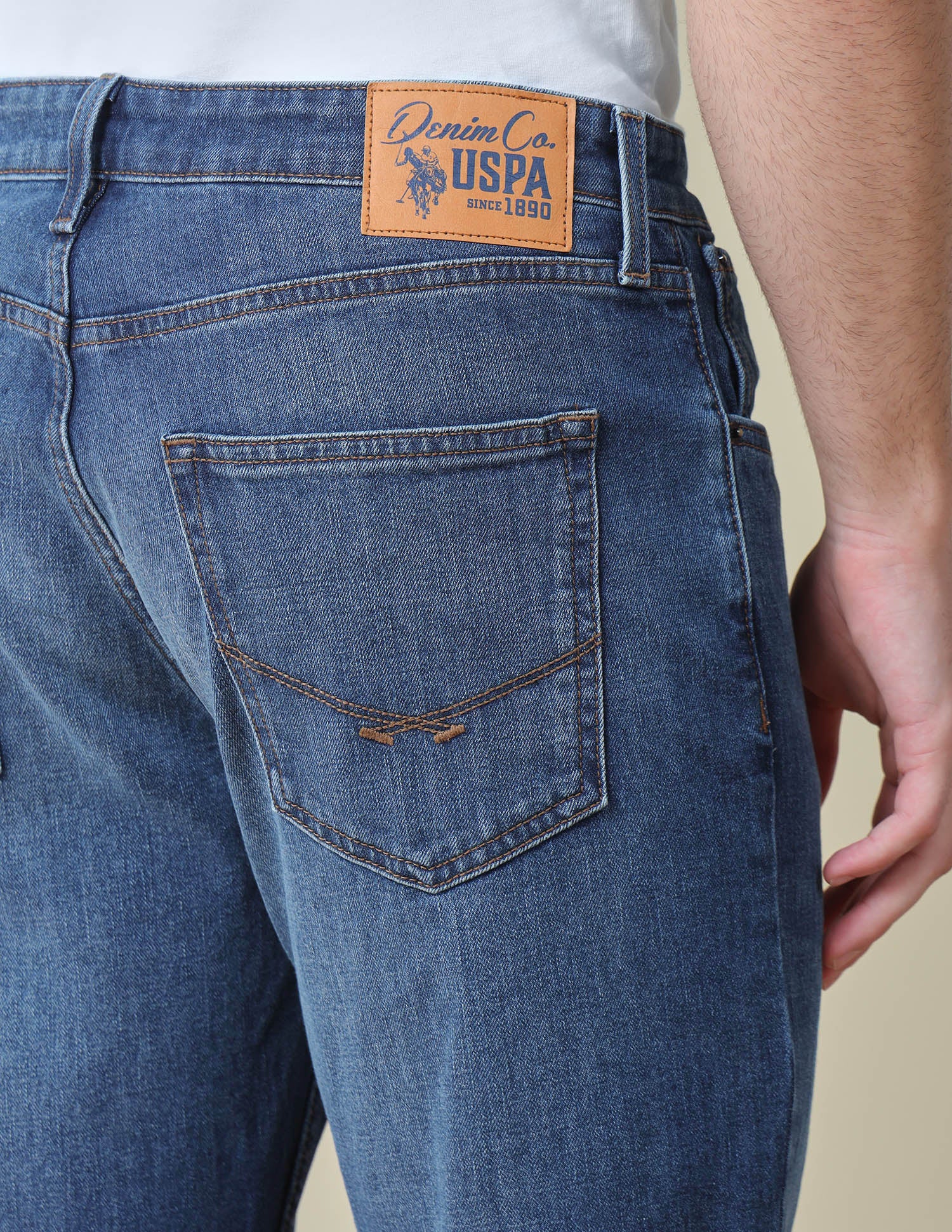 Harold Slim Straight Fit Blue Jeans Mid Blue - U.S. Polo Assn. India | Large