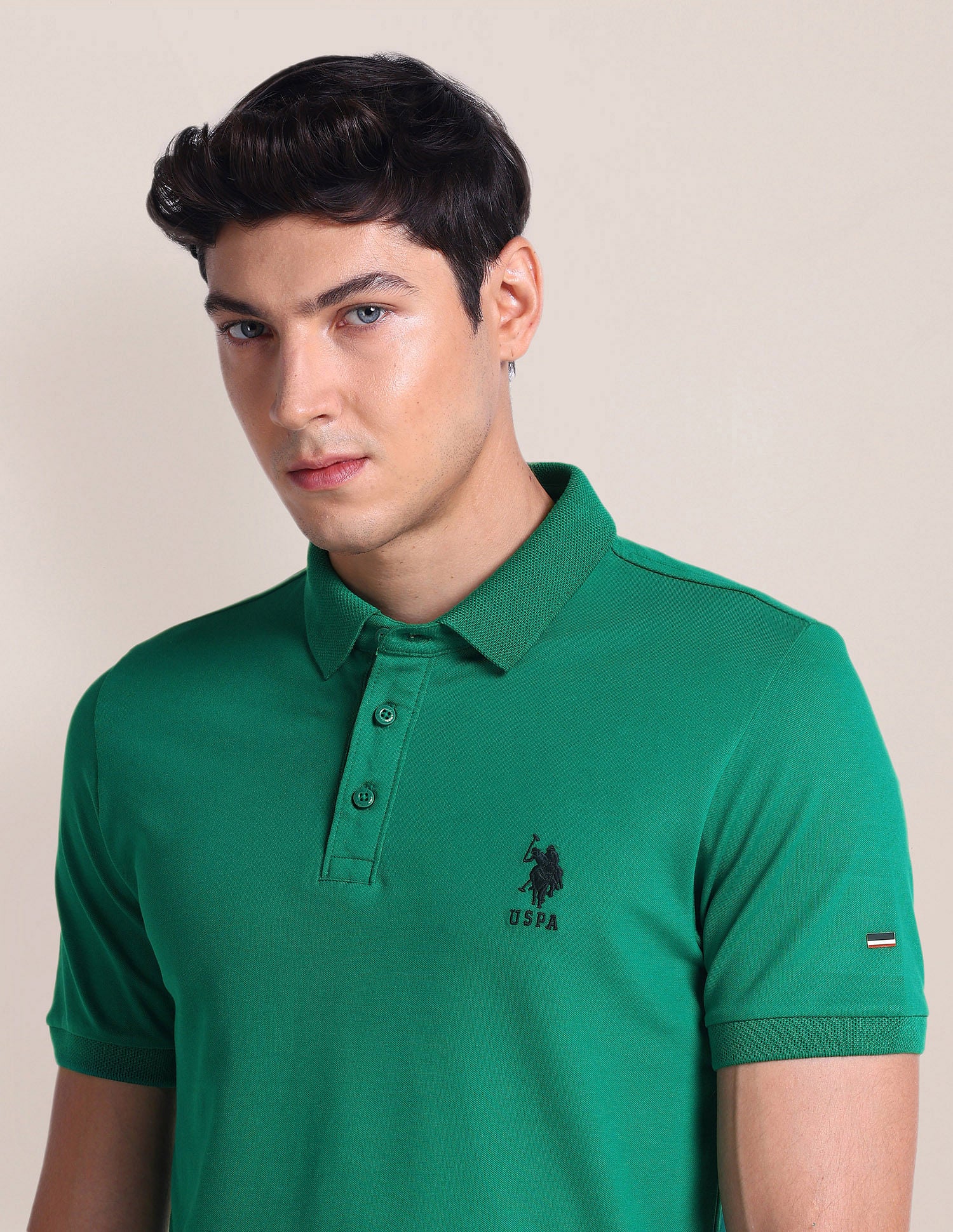 Solid Slim Fit Polo Shirt Dark Green - U.S. Polo Assn. India | Large