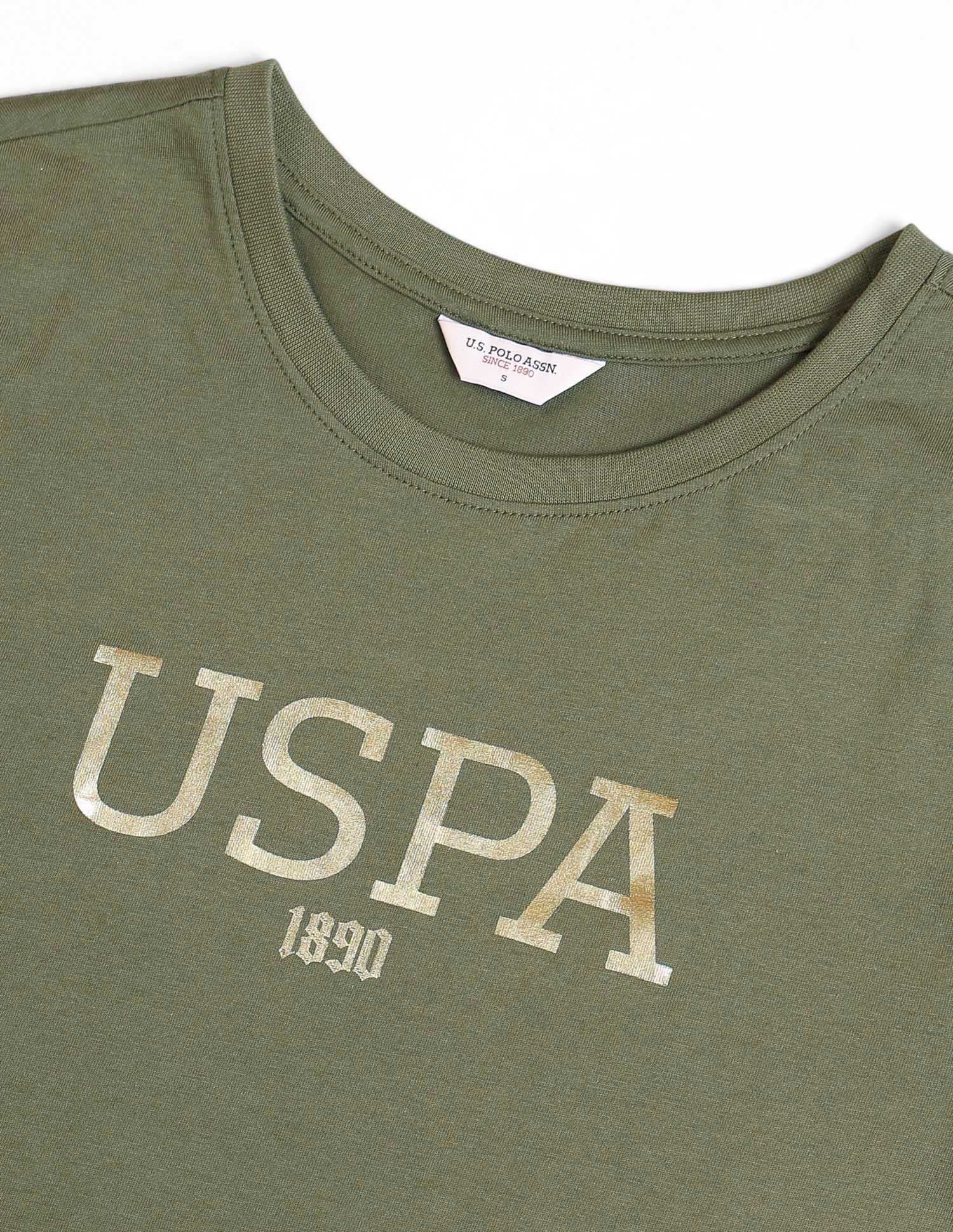 Foil Print Regular Fit Shirt Light Olive - U.S. POLO ASSN. | Large